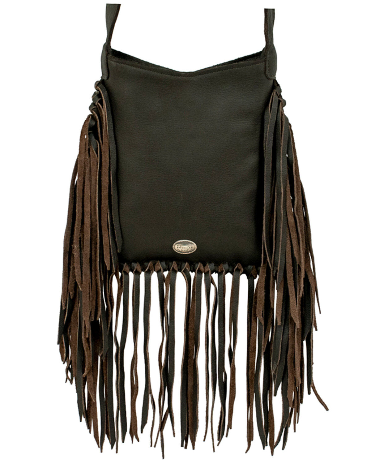 American West Women's Brindle Hair-On Studded Fringe Crossbody Messenger