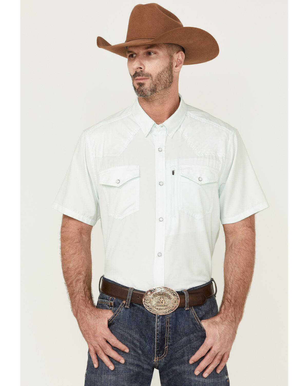 RANK 45&reg; Men's 8 Seconds Short Sleeve Pearl Snap Western Tech Shirt