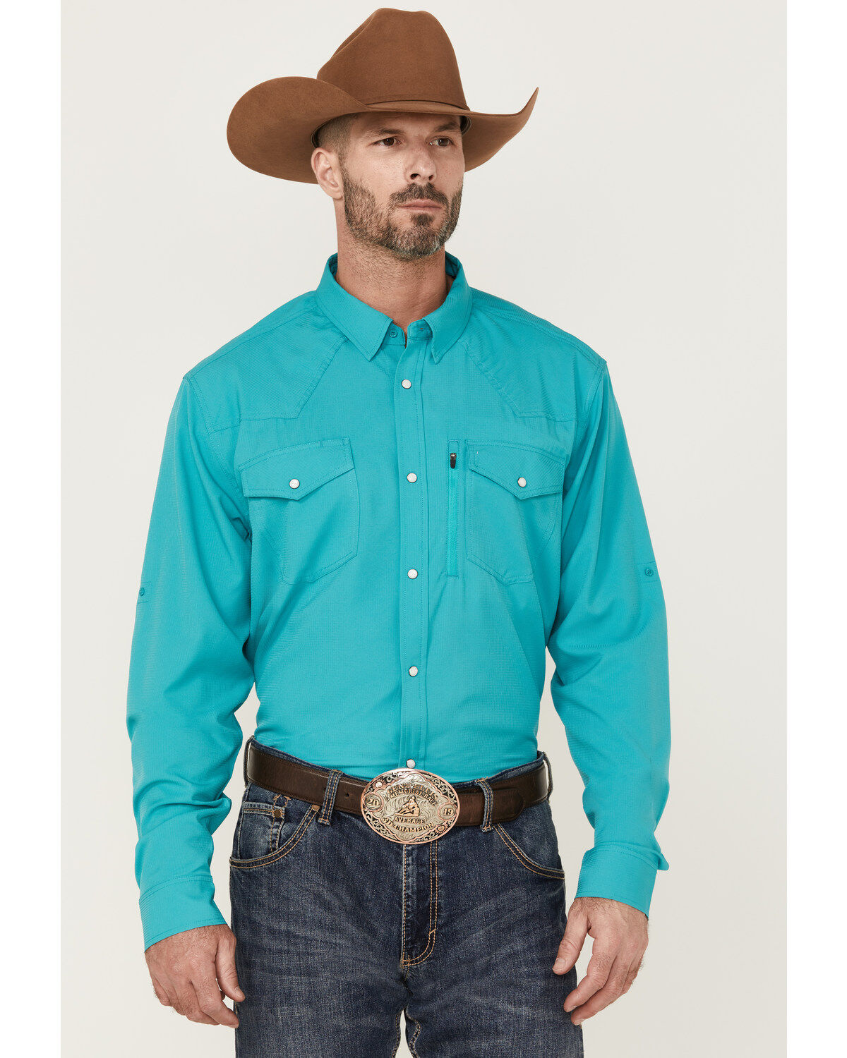 RANK 45&reg; Men's Roughie Tech Long Sleeve Pearl Snap Western Shirt