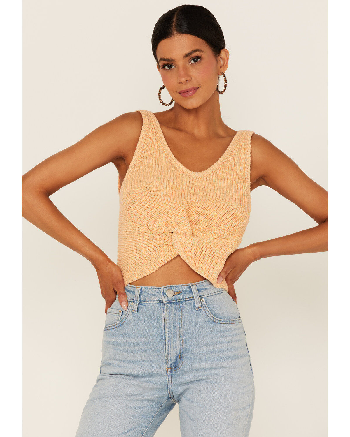 Shyanne Women's Peach Twist Front Sweater Tank 1 196389-shyanne-women-s-peach-twist-front-sweater-tank-1.jpg