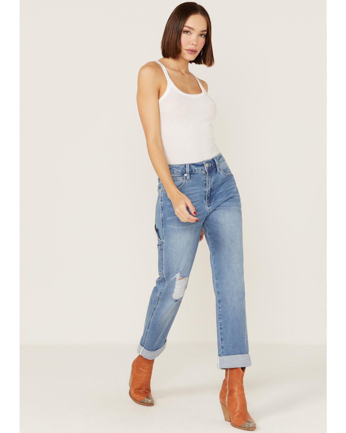 Ceros Women's Light Wash High Rise Carpenter Straight Jeans 1 196440-ceros-women-s-light-wash-high-rise-carpenter-straight-jeans-1.jpg