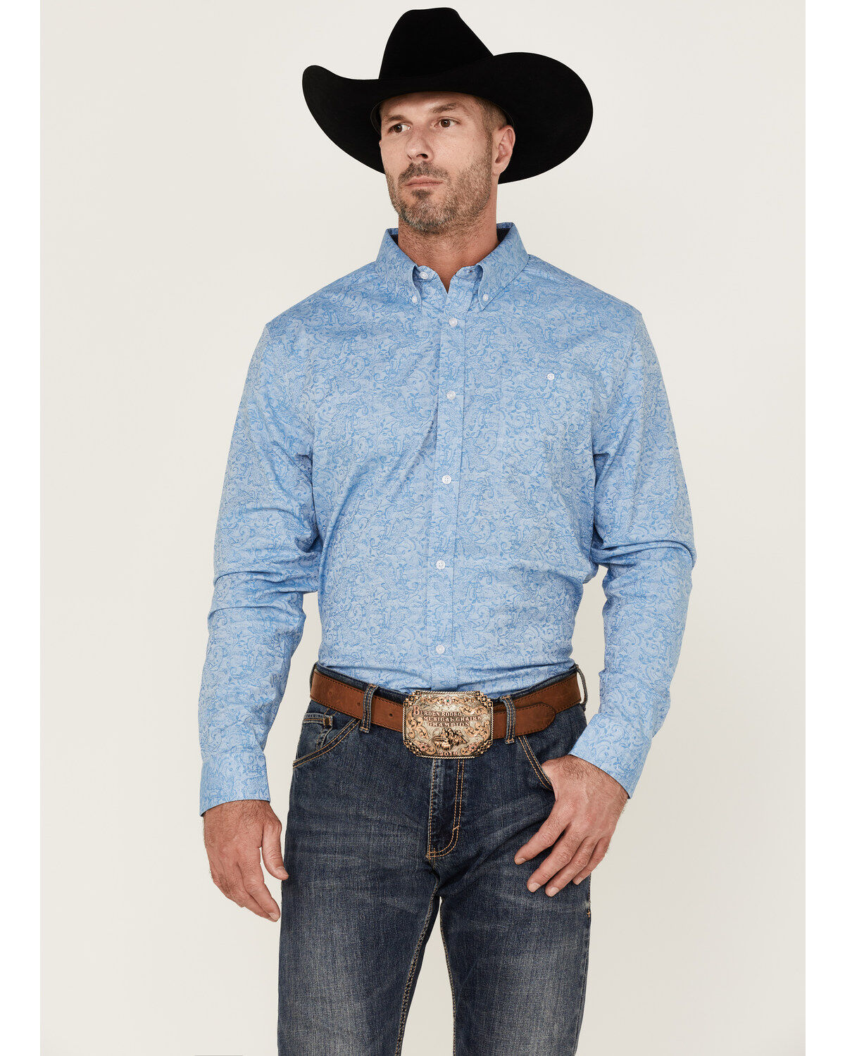 RANK 45&reg; Men's Floater Paisley Print Long Sleeve Button-Down Western Shirt
