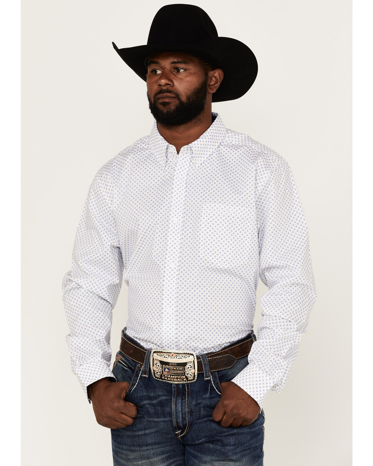 RANK 45&reg; Men's Mash Up Floral Geo Print Long Sleeve Button-Down Western Shirt