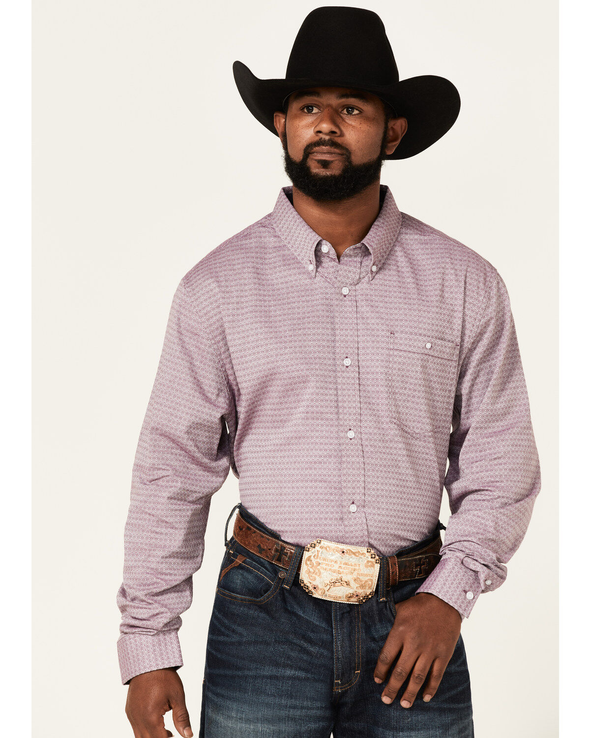 RANK 45&reg; Men's Producer Jacquard Print Long Sleeve Button-Down Western Shirt