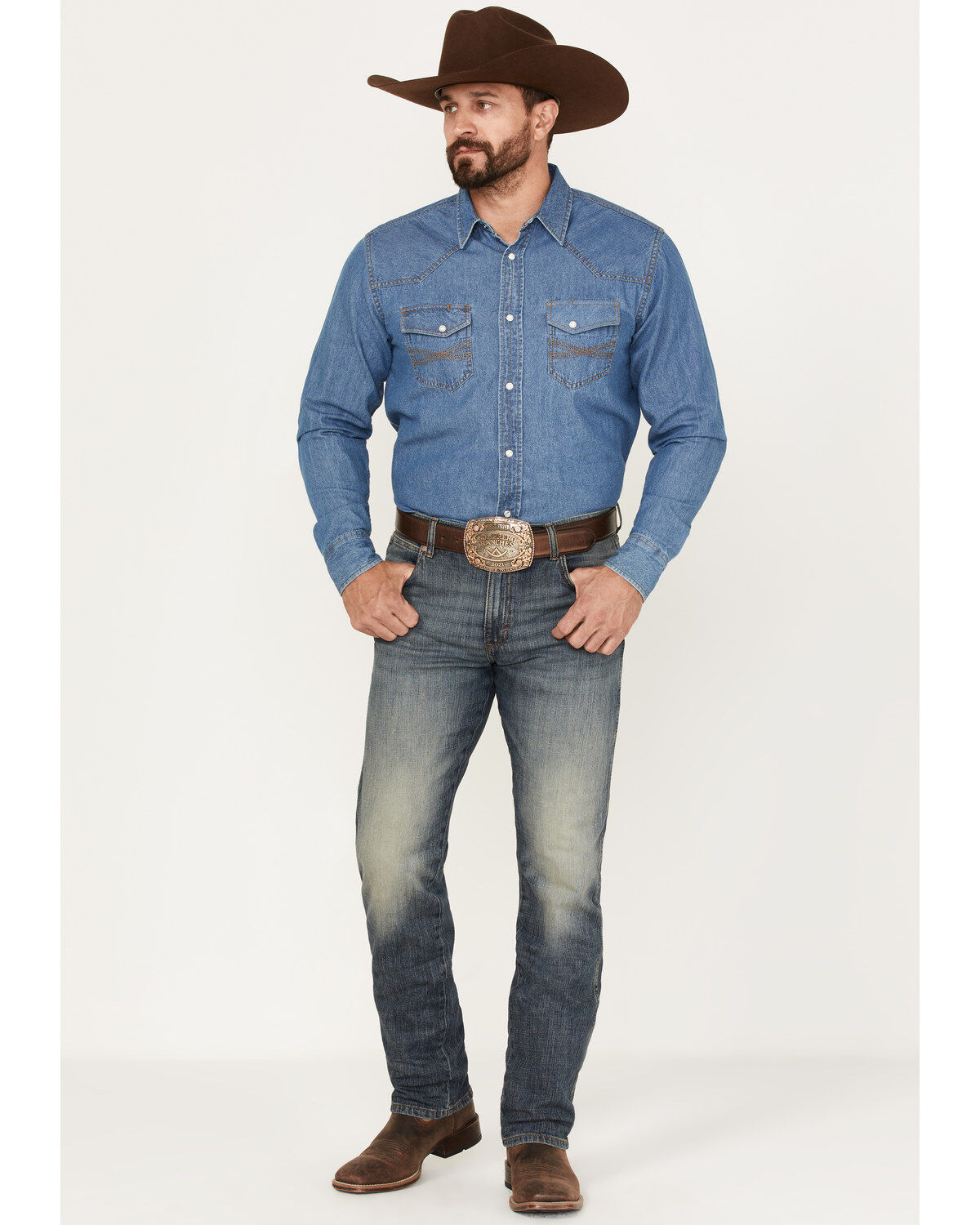 Wrangler Retro Men's Dark Knight Medium Wash Stretch Slim Straight Jeans
