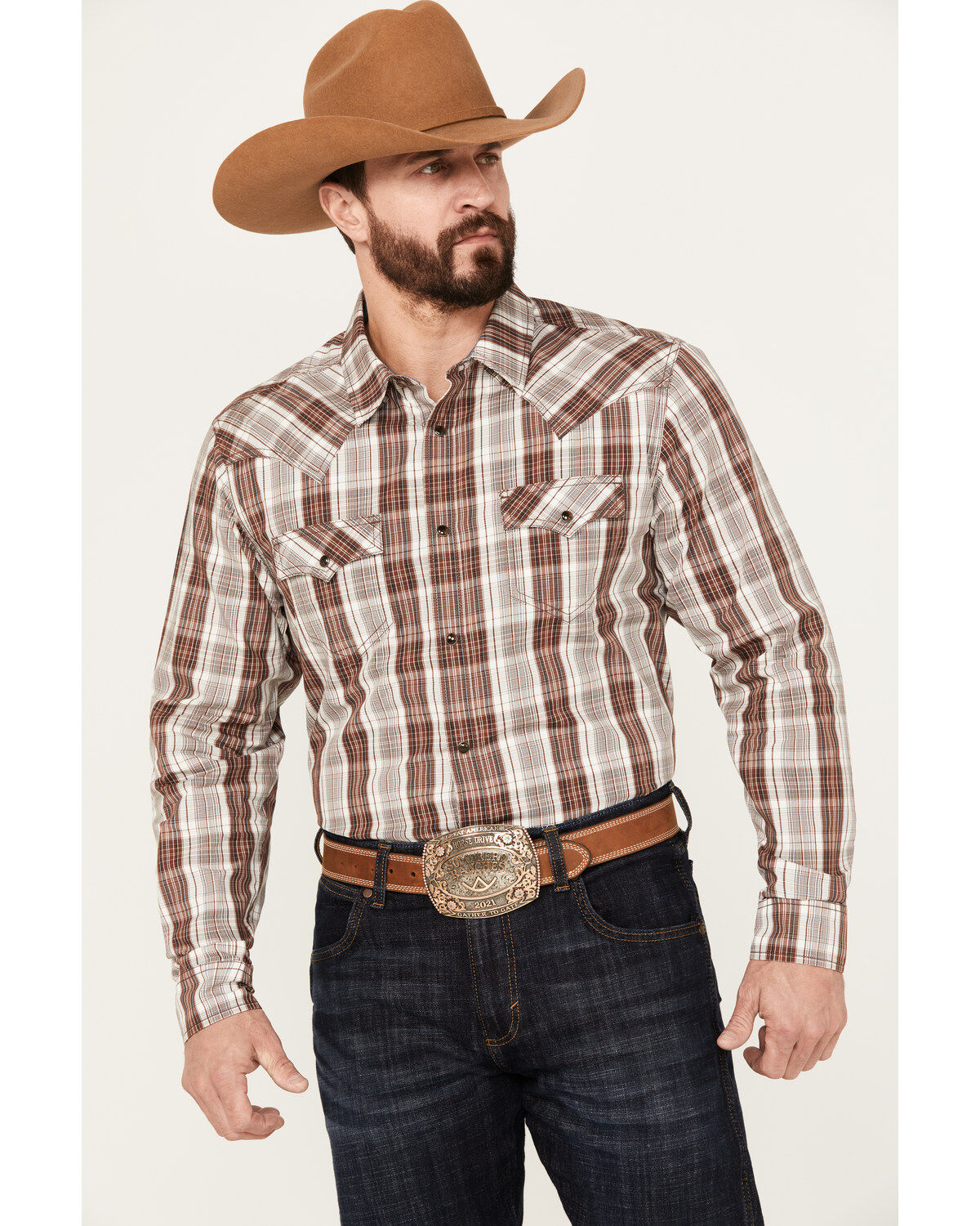 Cody James Men's Day Trip Plaid Print Long Sleeve Western Snap Shirt - Tall