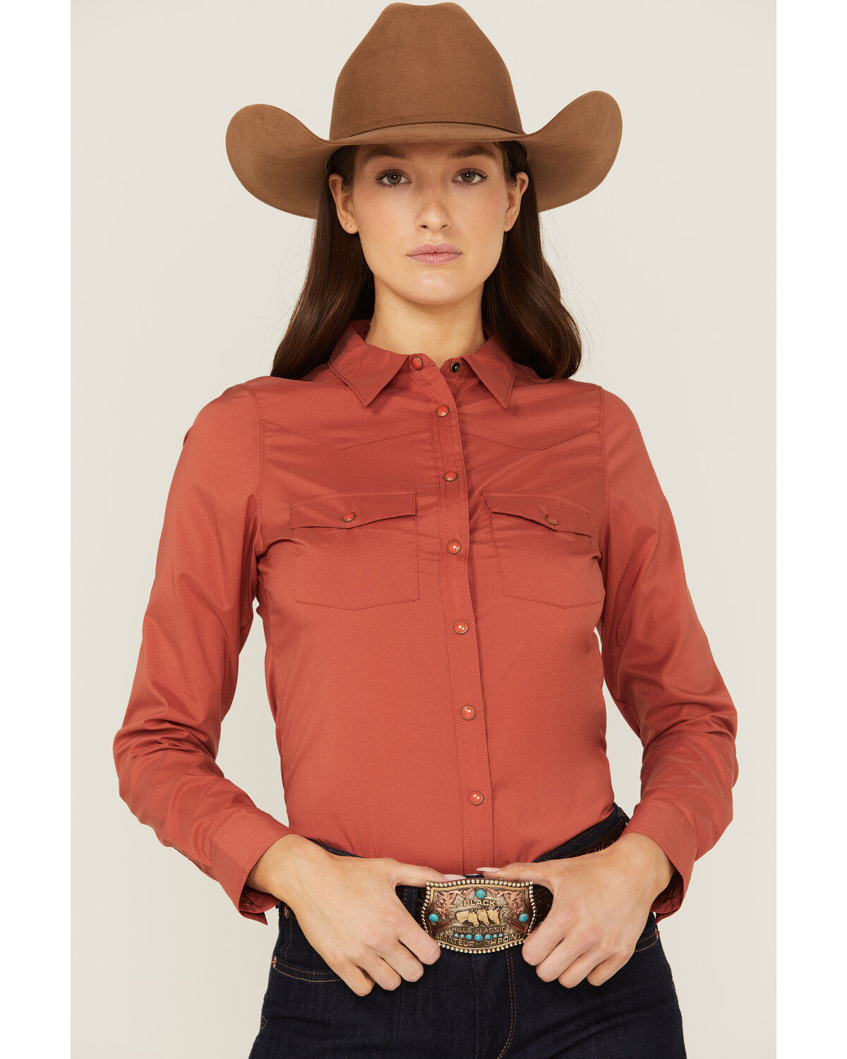 RANK 45&reg; Women's Vented Performance Outdoor Long Sleeve Snap Western Shirt