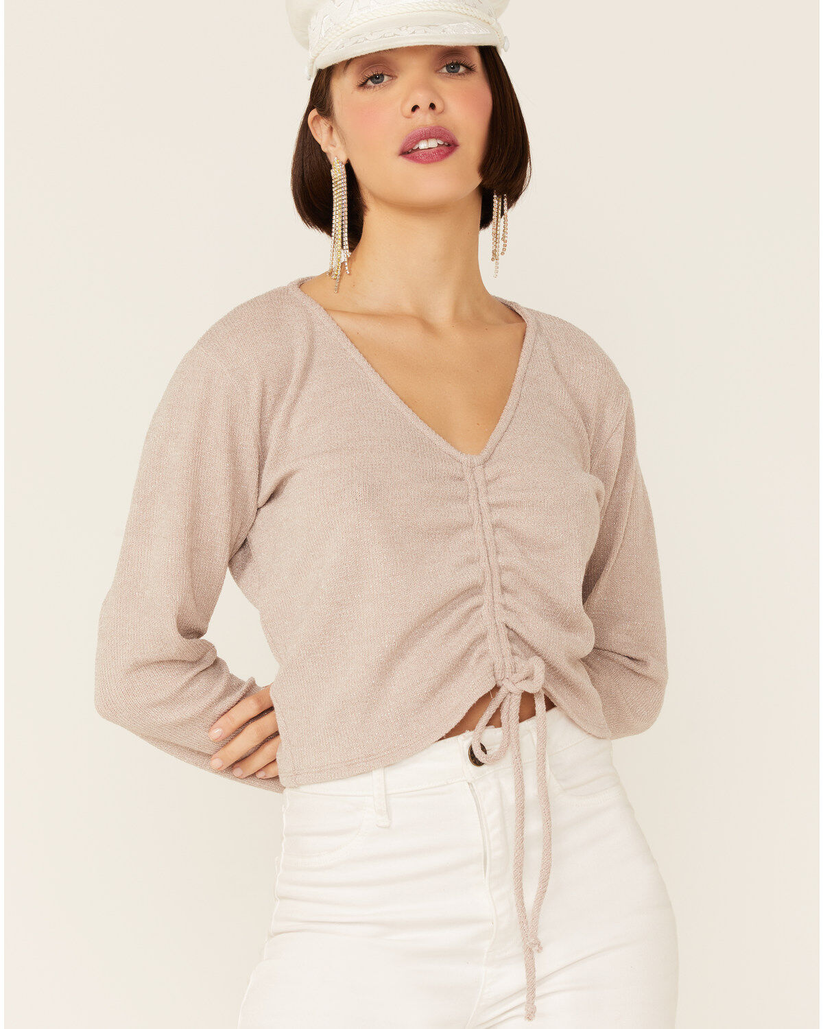 Wild Moss Women's Ribbed Lurex Cinch Front Knit Top 1 198922-wild-moss-women-s-ribbed-lurex-cinch-front-knit-top-1.jpg