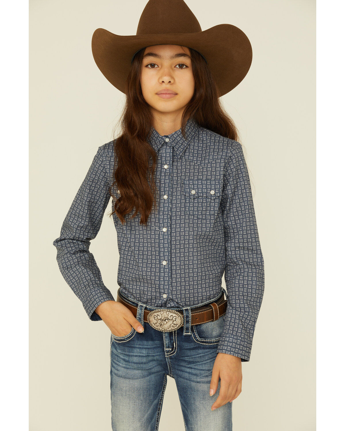 Roper Girls' Checkered Arrow Print Long Sleeve Pearl Snap Western Shirt 1 201550-roper-girls-checkered-arrow-print-long-sleeve-pearl-snap-western-shirt-1.jpg