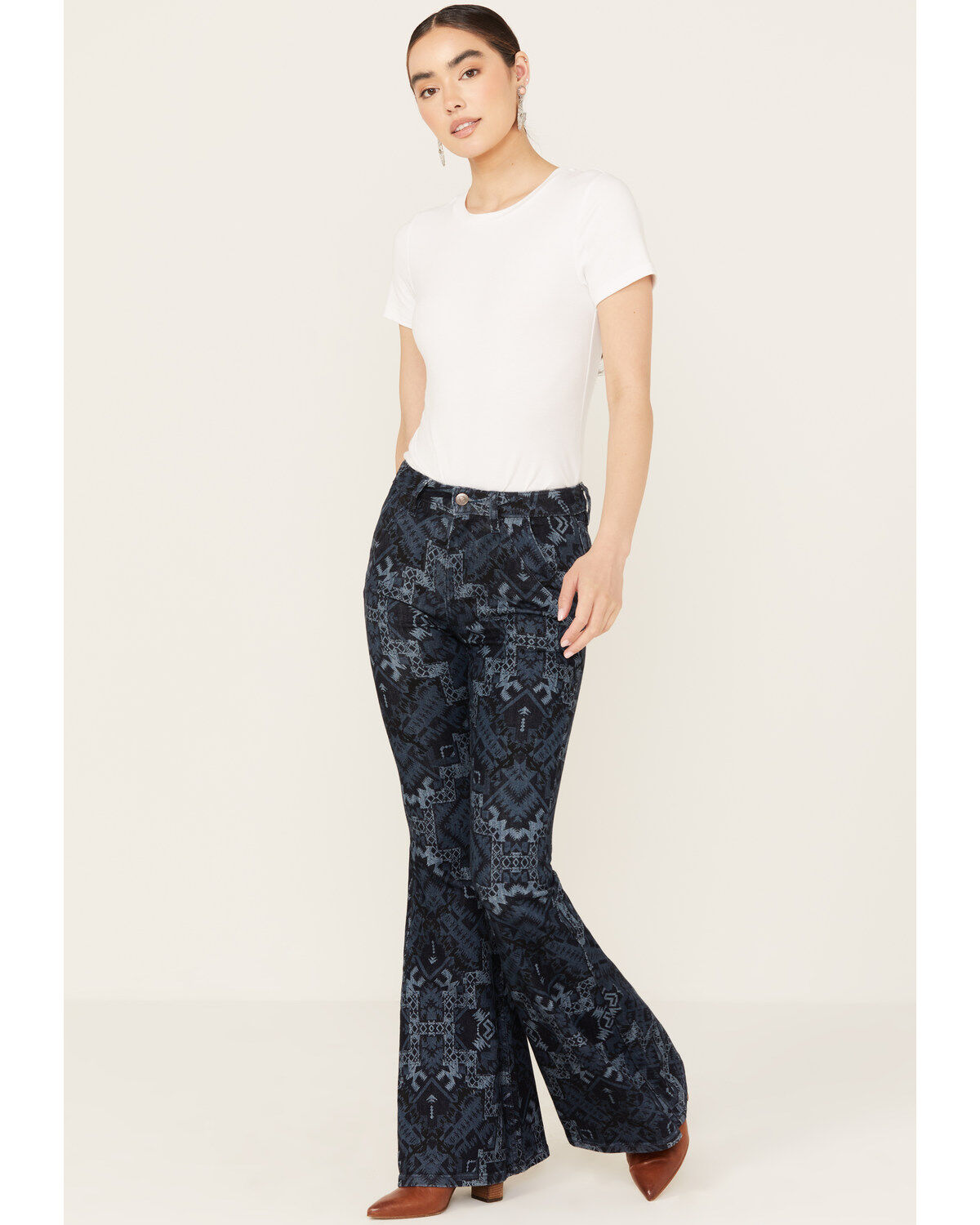 Shyanne Women's Dark Wash High Rise Printed Stretch Flare Jeans 1 203491-shyanne-women-s-dark-wash-high-rise-printed-stretch-flare-jeans-1.jpg