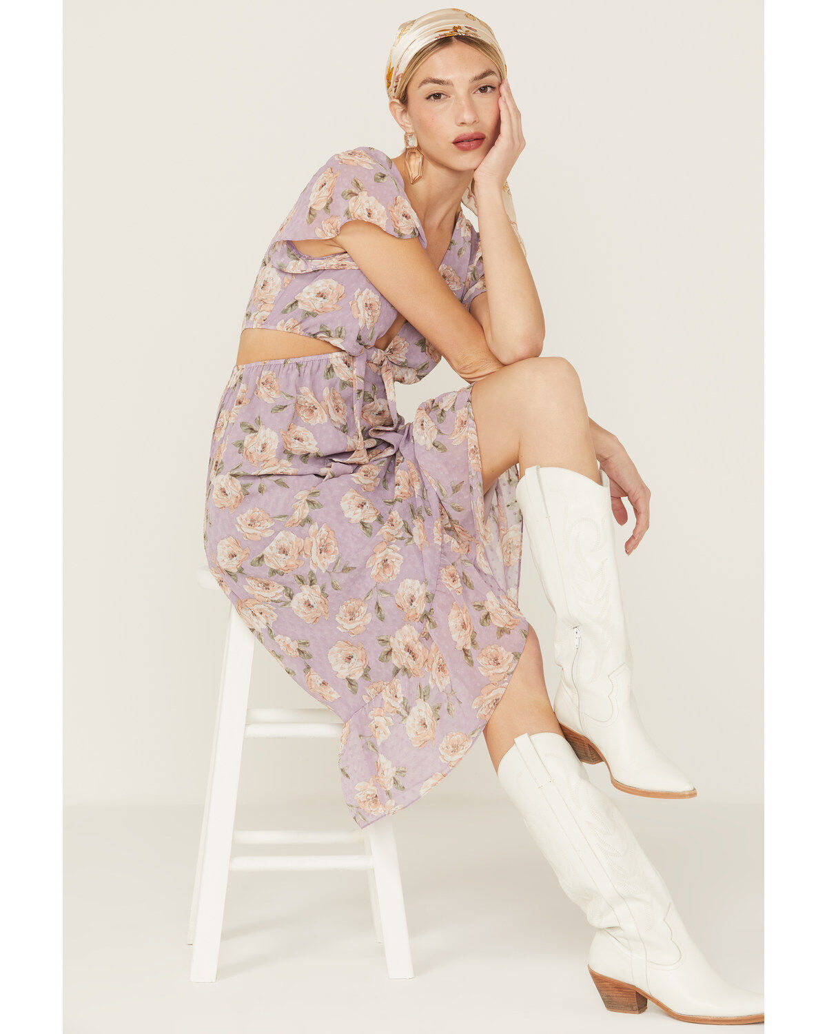 Sadie & Sage Women's Floral Cut-Out Midi Dress