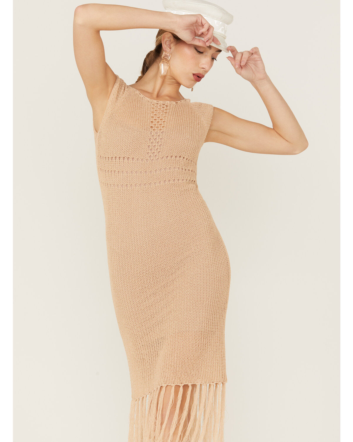 Sadie & Sage Women's Crochet Fringe Midi Dress