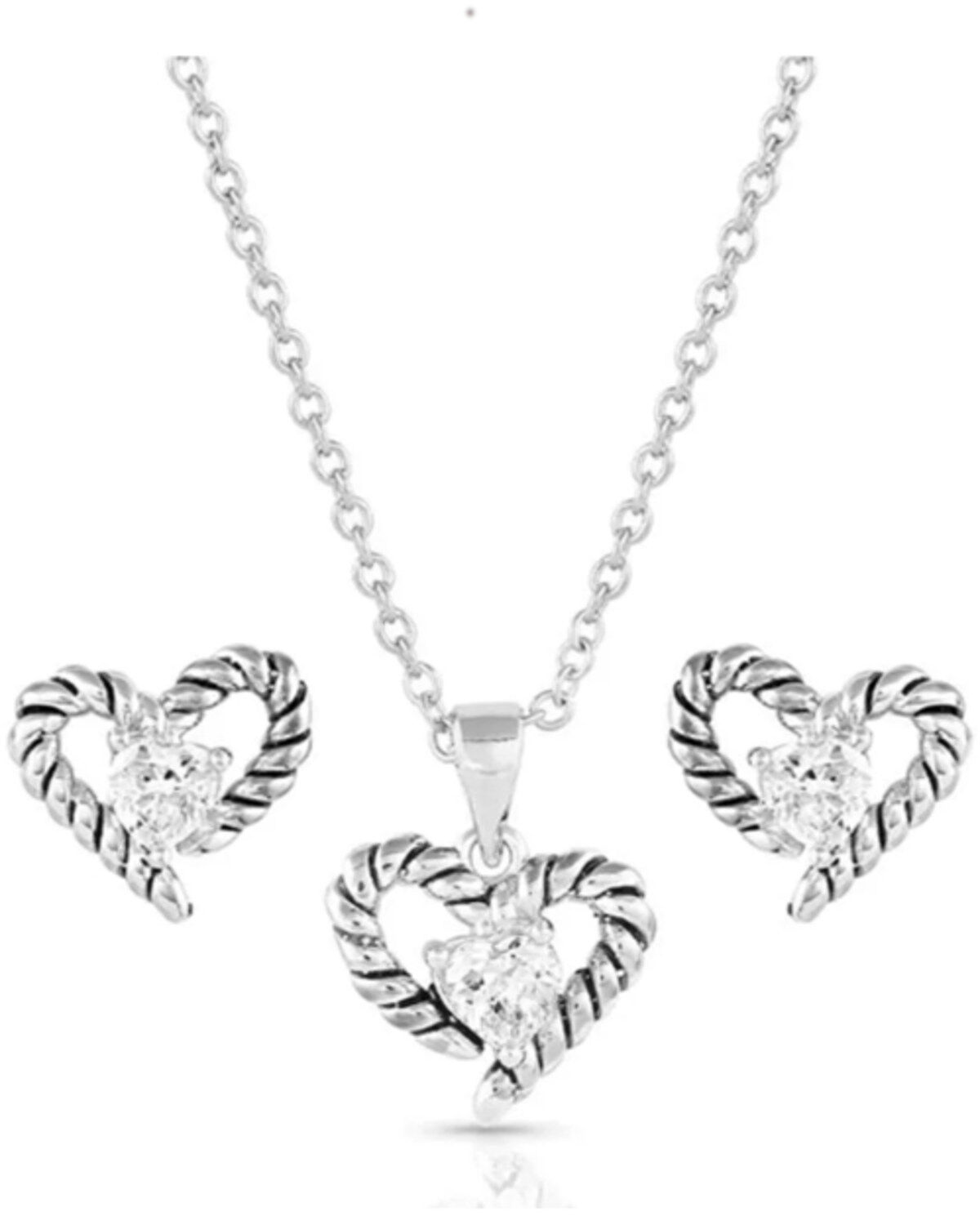 Montana Silversmiths Women's Silver Flirty Love Jewelry Set - 2 Piece