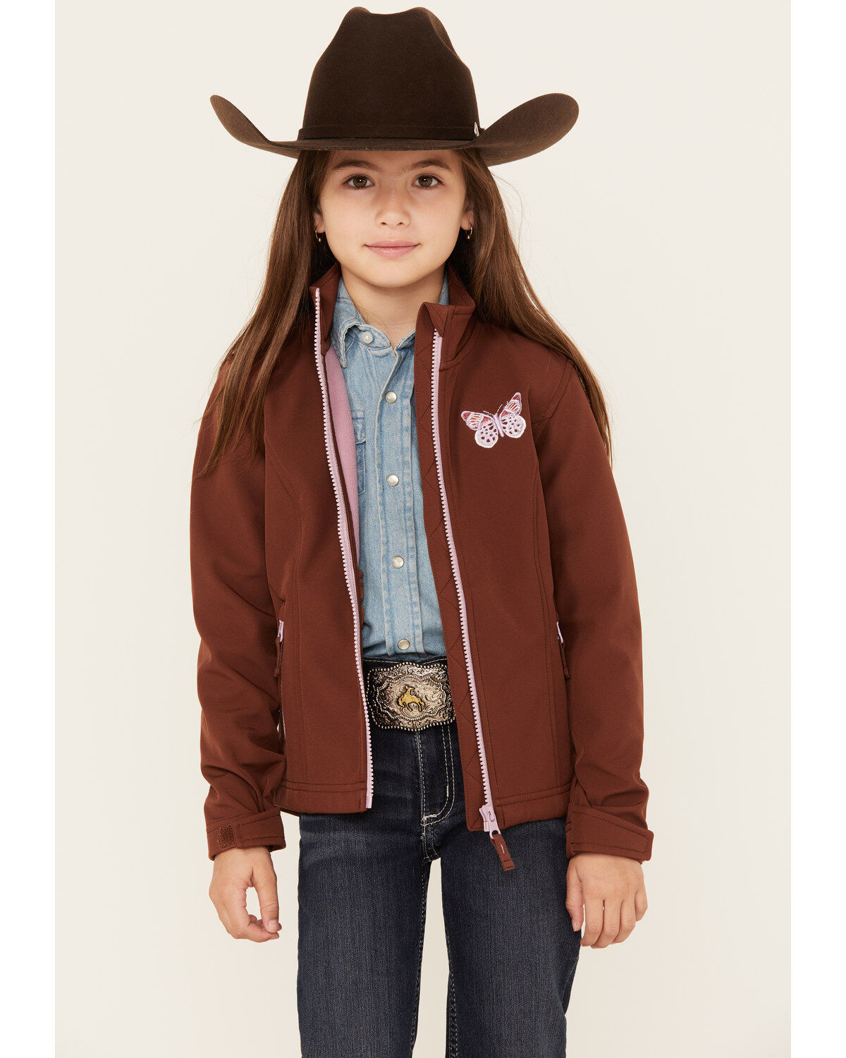 Shyanne Girls' Butterfly Embroidered Softshell Jacket