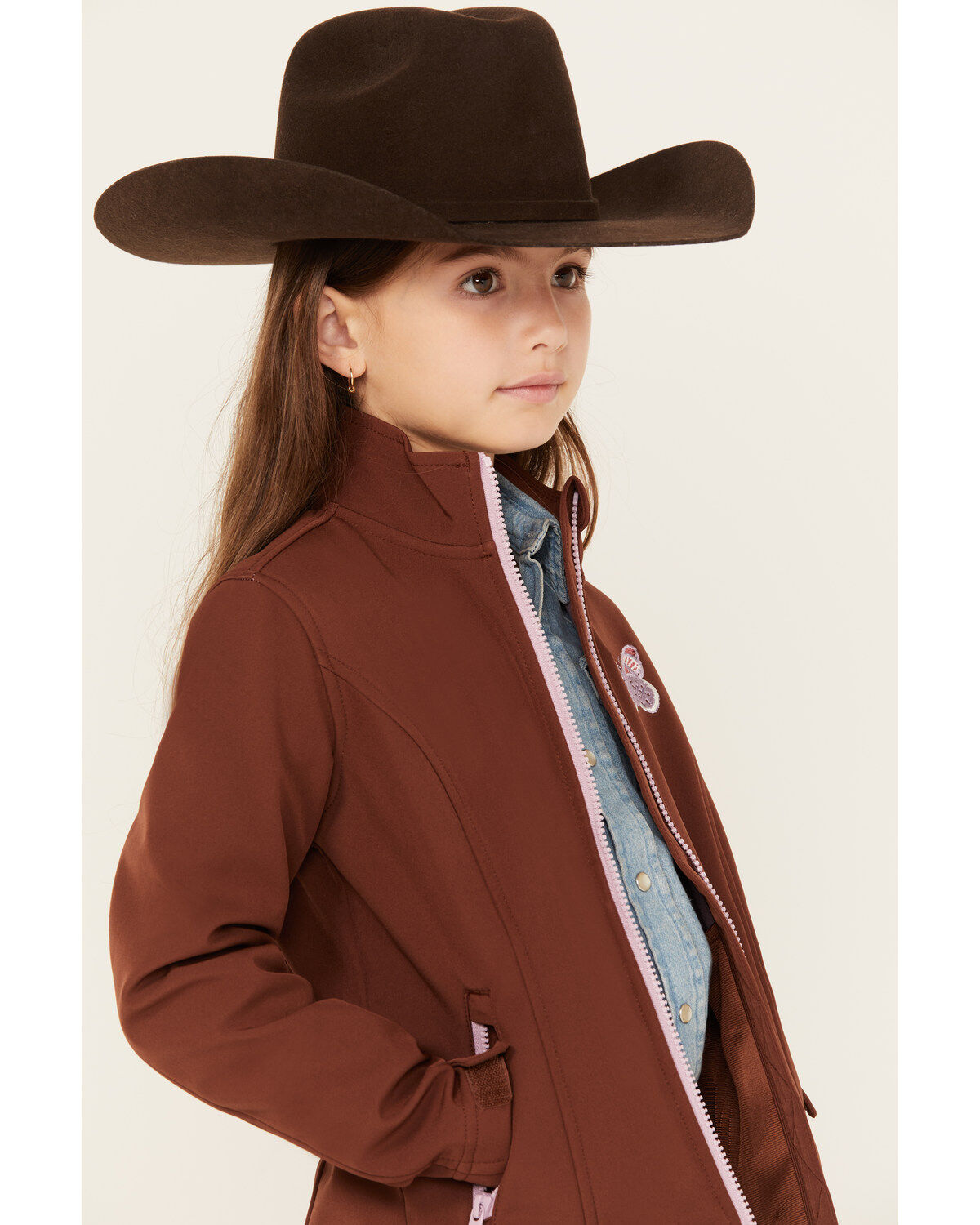 Shyanne Girls' Butterfly Embroidered Softshell Jacket