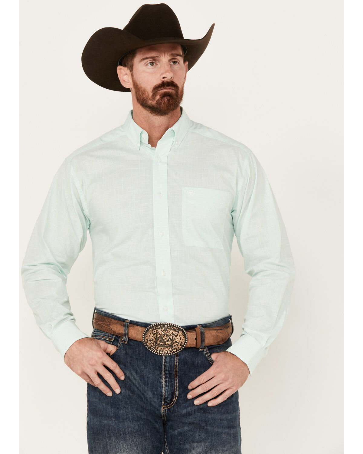 Ariat Men's Solid Slub Classic Fit Long Sleeve Button-Down Western Shirt 1 204693-ariat-men-s-solid-slub-classic-fit-long-sleeve-button-down-western-shirt-1.jpg