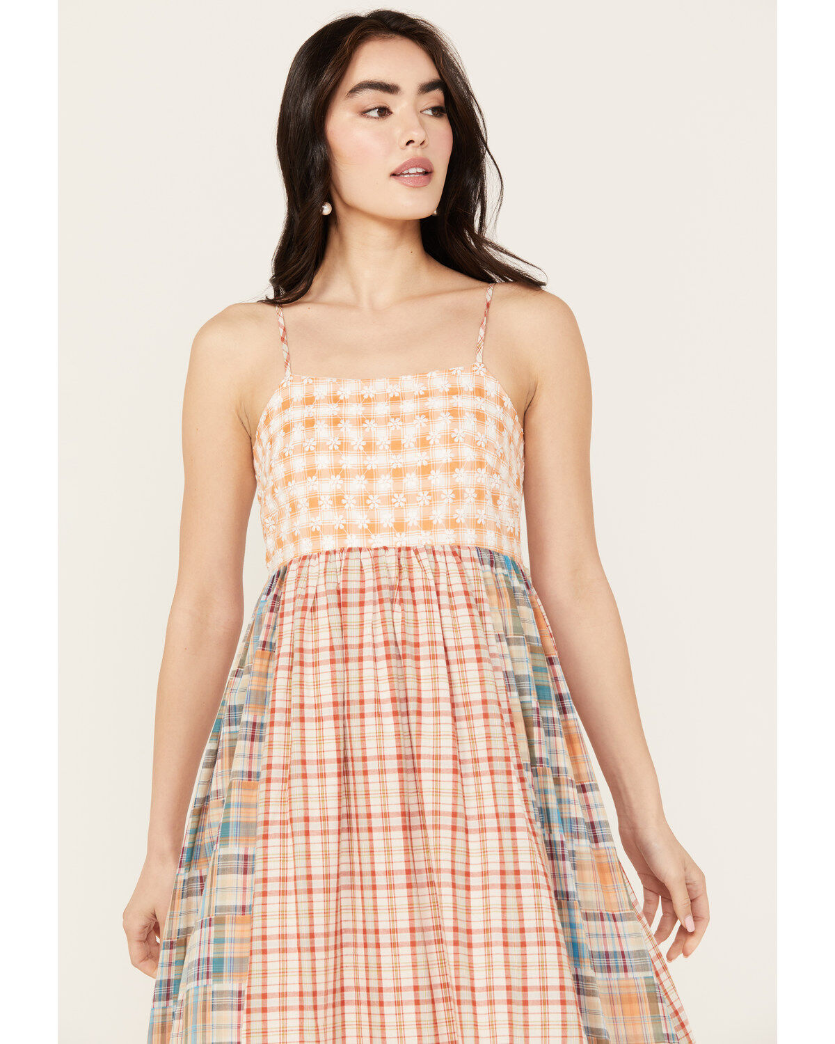 Miss Me Women's Plaid Print Sleeveless Maxi Dress