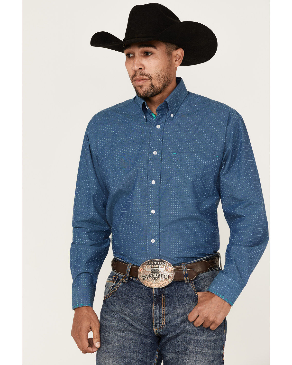 Rough Stock by Panhandle Men's Dobby Long Sleeve Button Down Western Shirt