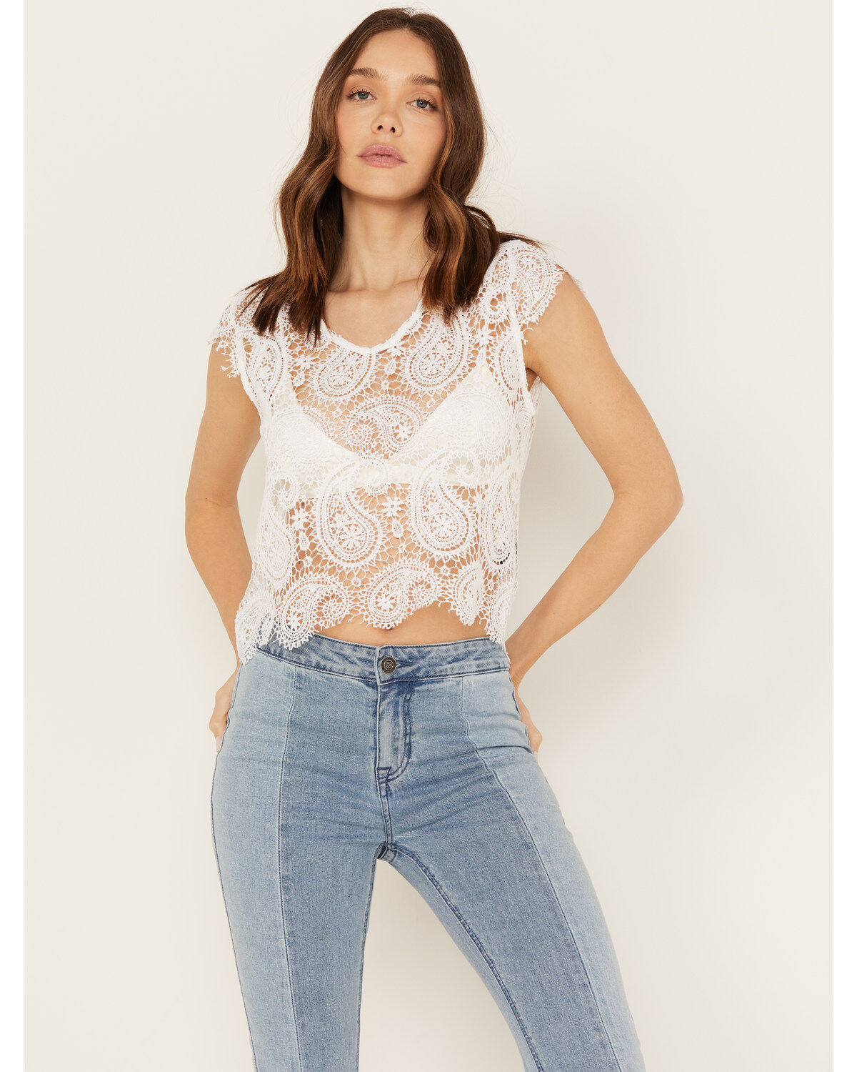 Rock & Roll Denim Women's Paisley Lace Sleeveless Tank