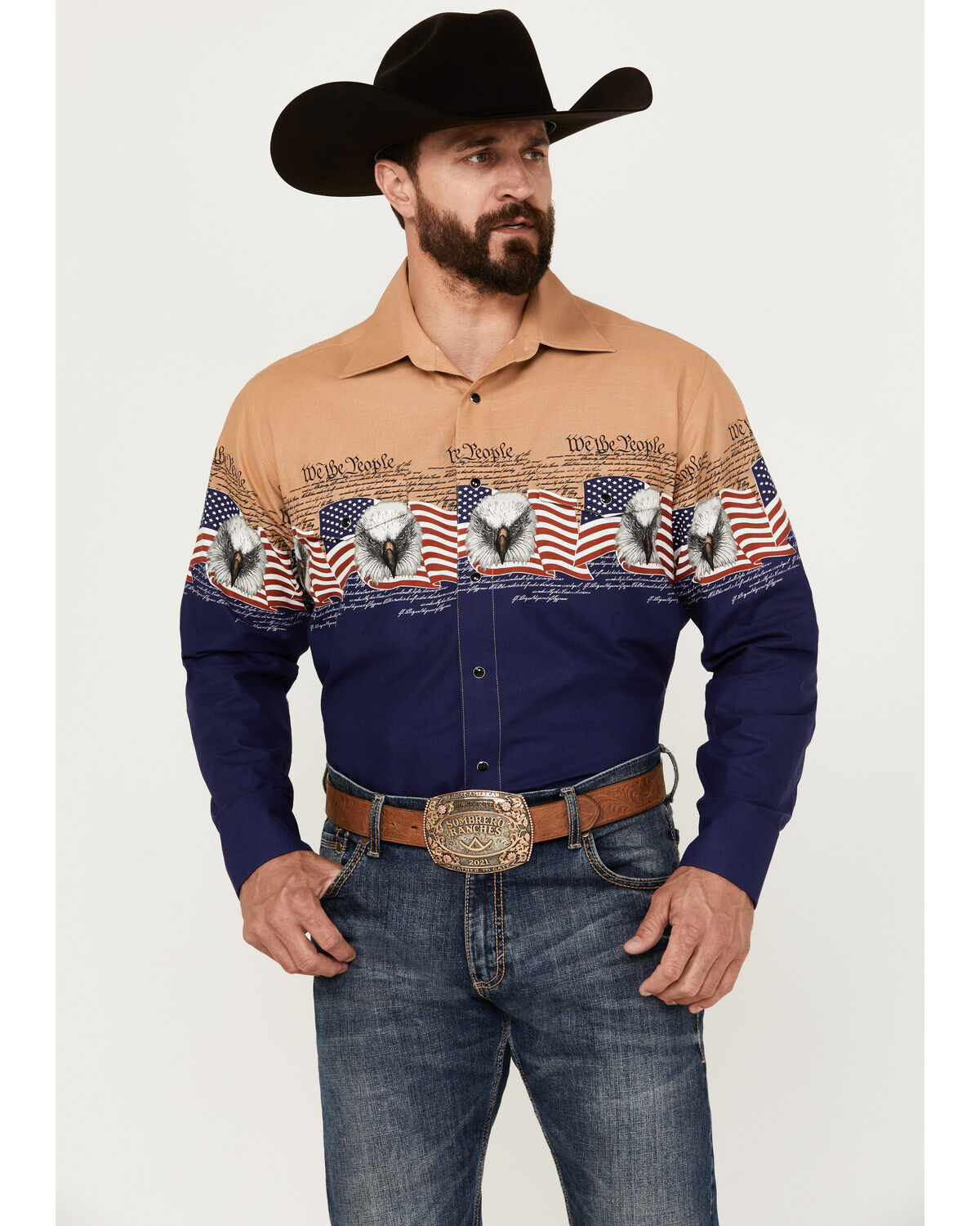 Panhandle Men's We The People Border Long Sleeve Snap Western Shirt 1 206804-panhandle-men-s-we-the-people-border-long-sleeve-snap-western-shirt-1.jpg