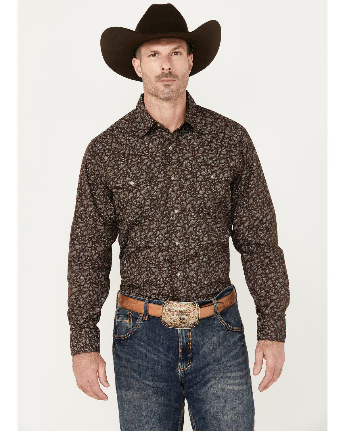 Wrangler Retro Men's Premium Paisley Print Long Sleeve Snap Western Shirt