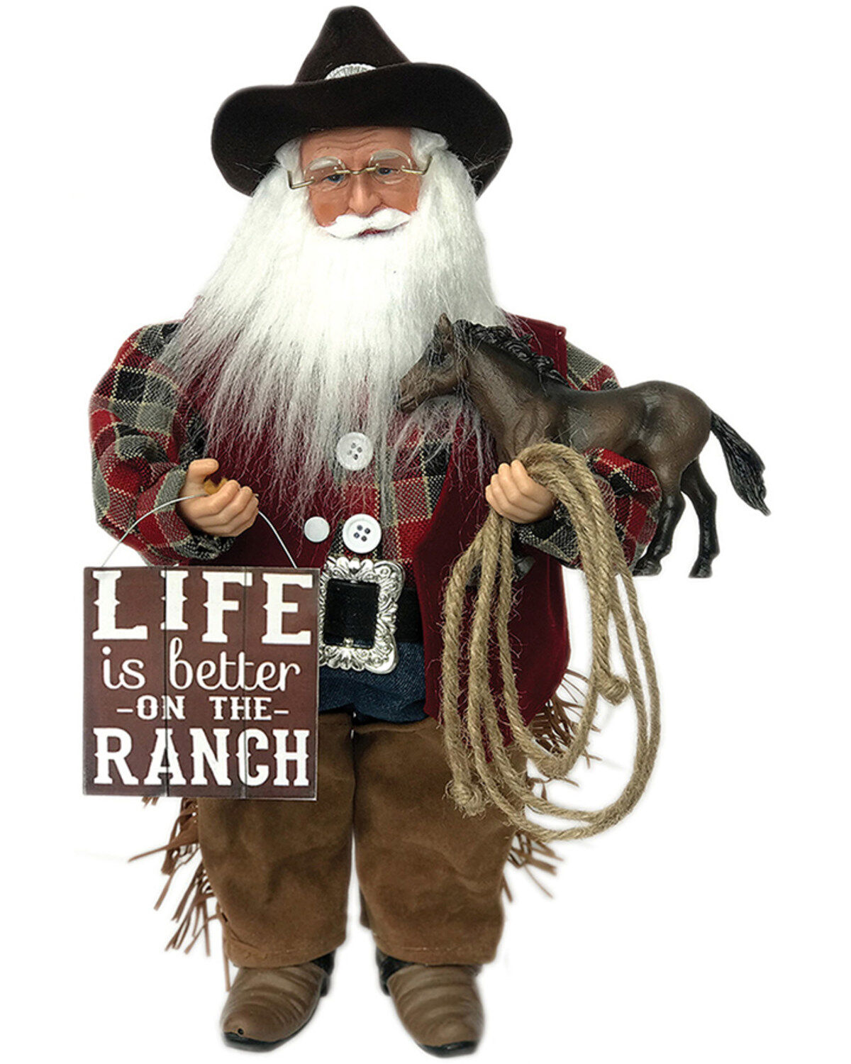 Santa's Workshop 15 Life Is Better On The Ranch Santa Figurine