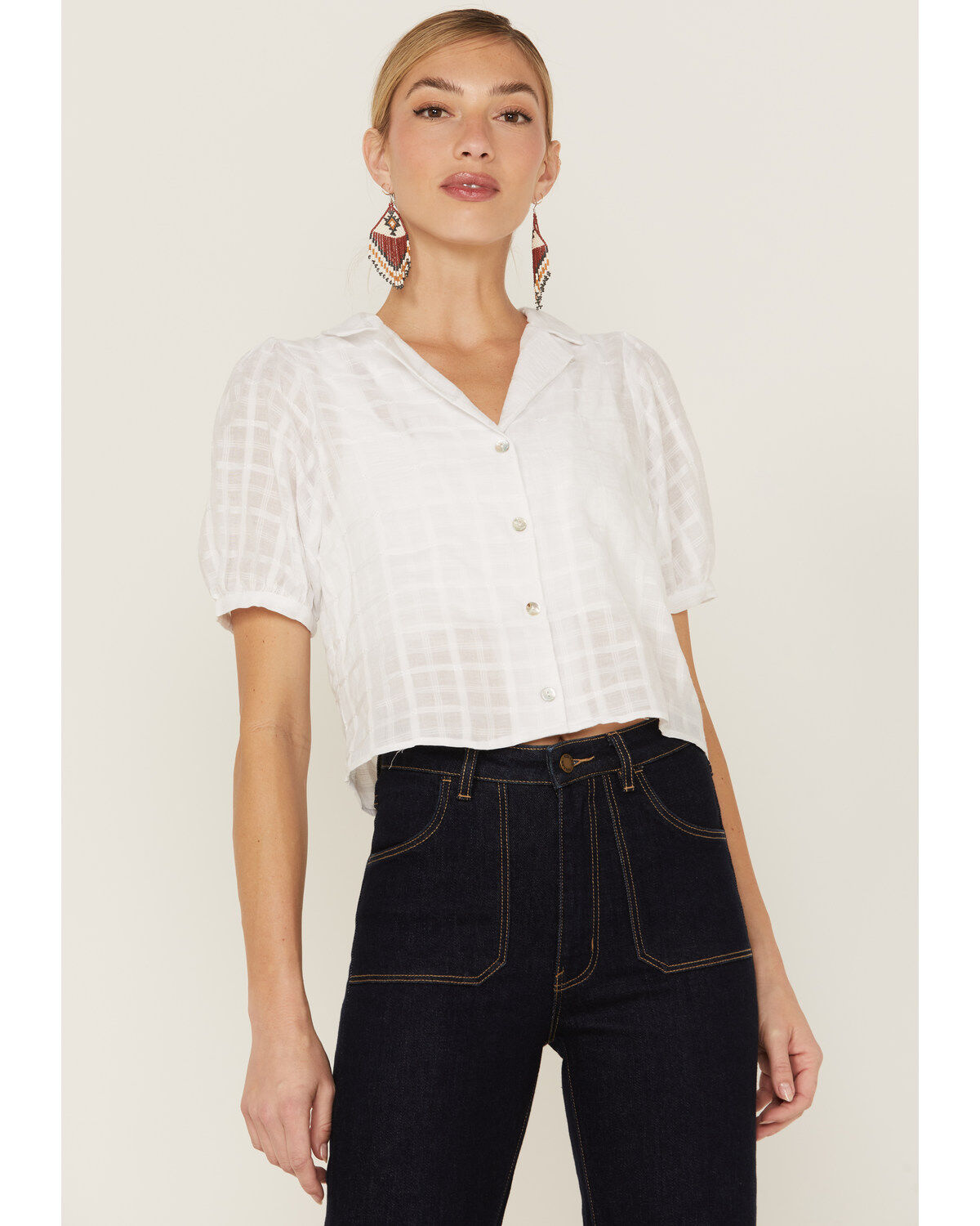 Wild Moss Women's Puff Sleeve Shadow Plaid Print Button Front Blouse 1 210122-wild-moss-women-s-puff-sleeve-shadow-plaid-print-button-front-blouse-1.jpg