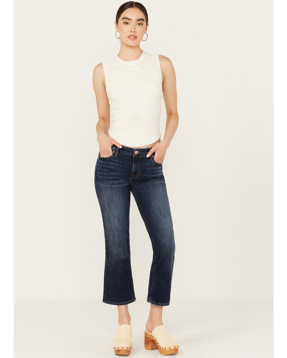 Mia and Moss Women's Spellbound Dark Wash Mid Rise Kick Flare Stretch Jeans