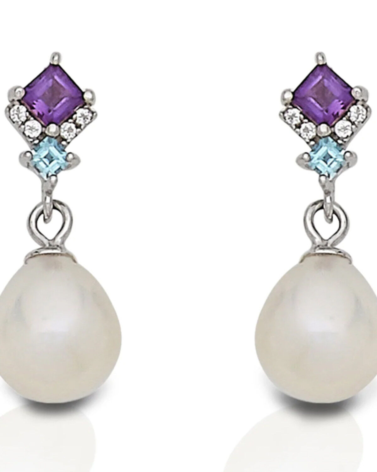 Kelly Herd Women's Amethyst & Topaz Teardrop Pearl Earrings