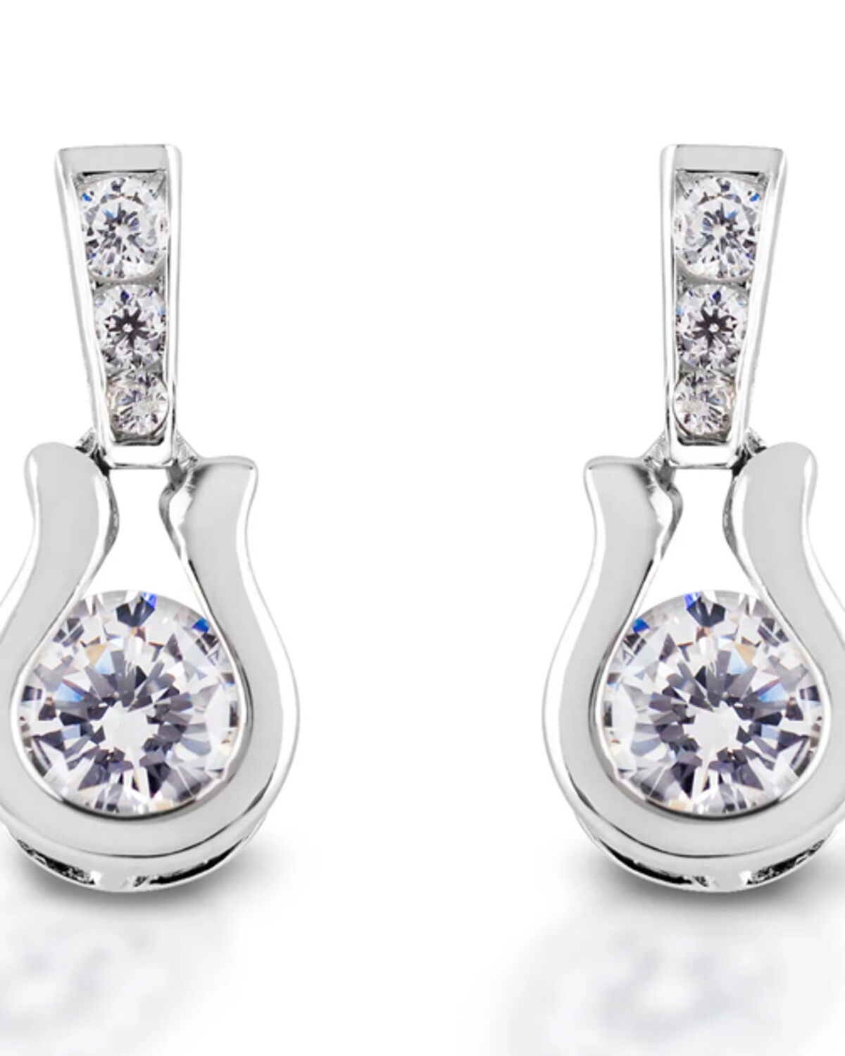 Kelly Herd Women's Silver Horseshoe-Shaped Dangle Earrings