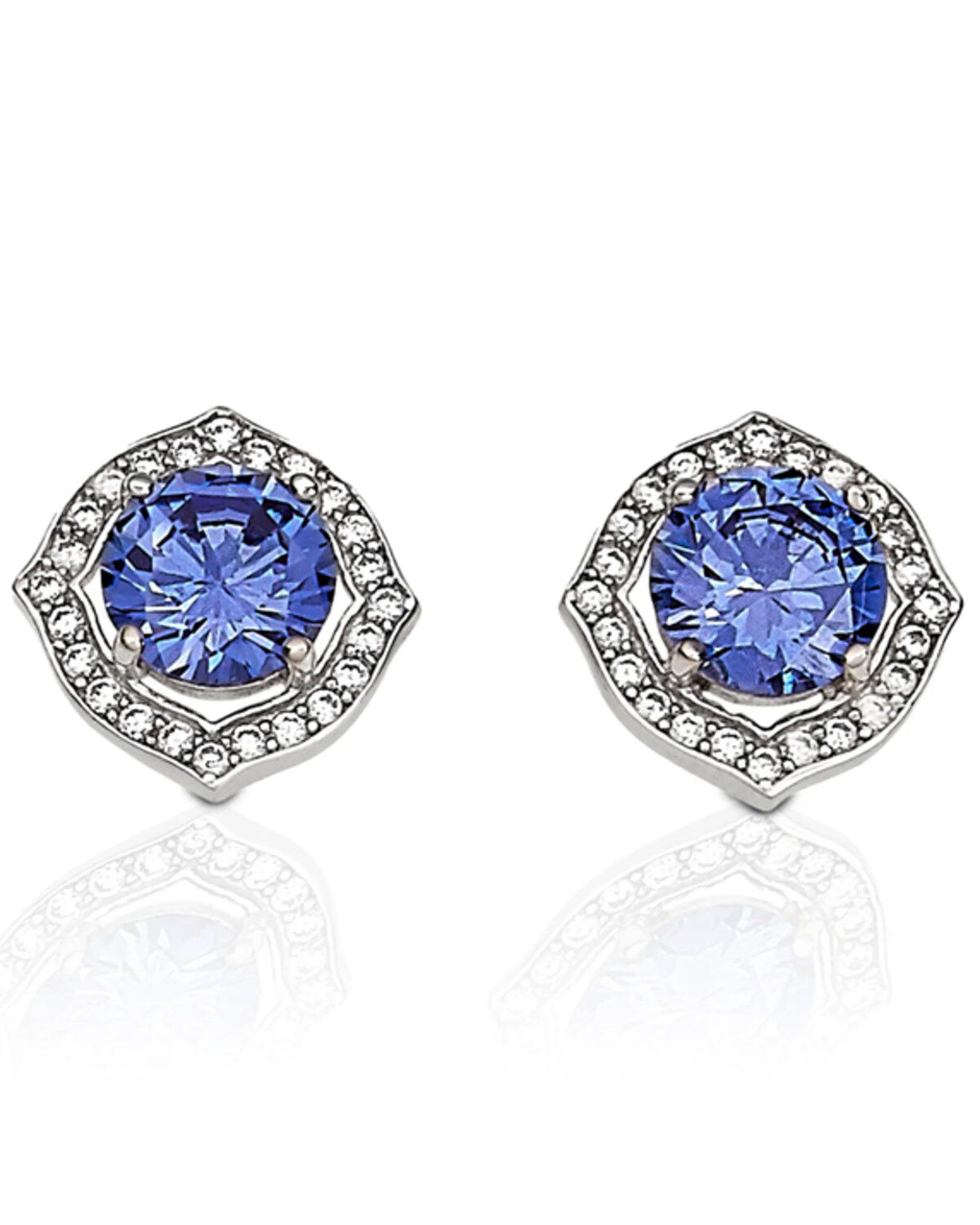 Kelly Herd Women's Blue Square Bezel Set Earrings
