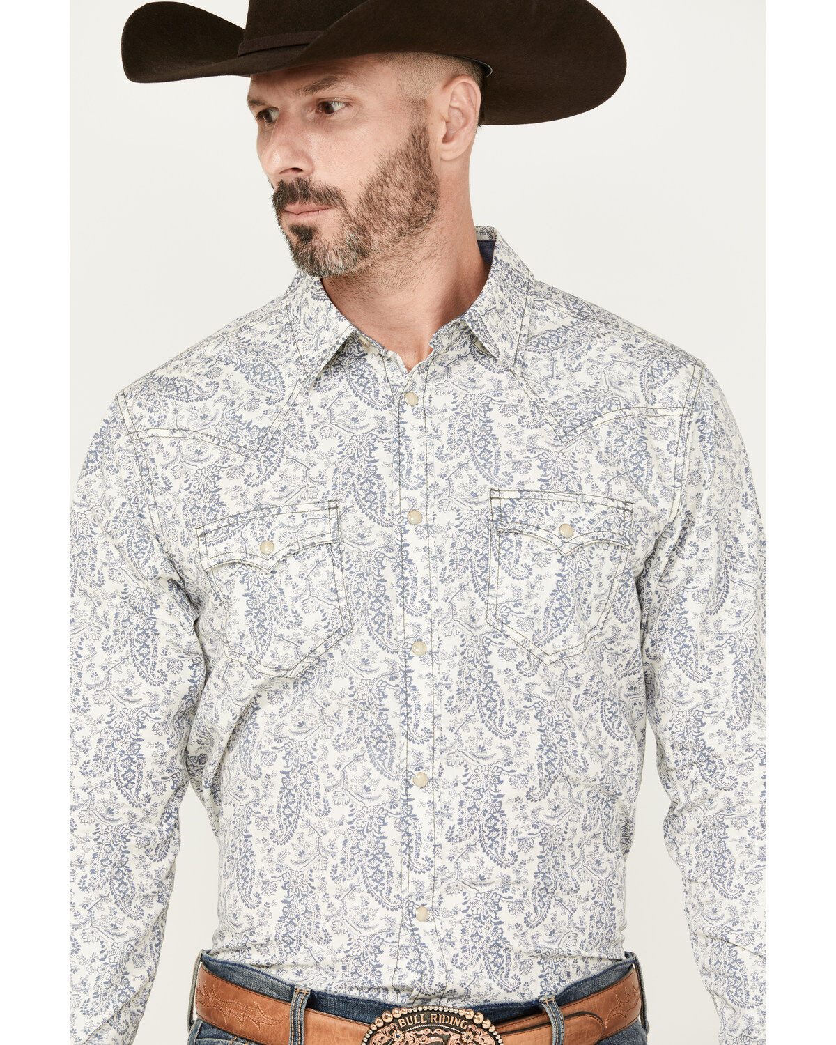 Cody James Men's Dagget Paisley Print Long Sleeve Snap Western Shirt - Tall