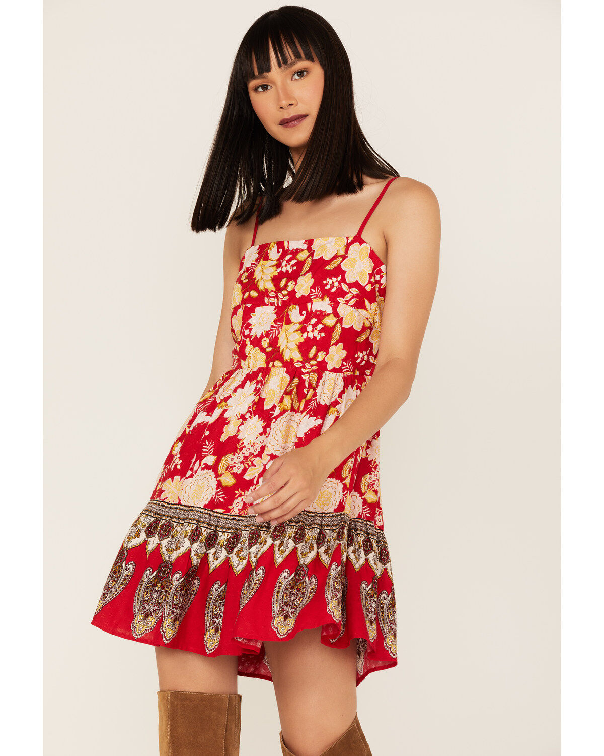 Band of the Free Women's Love Is All Around Floral Print Sleeveless Mini Dress
