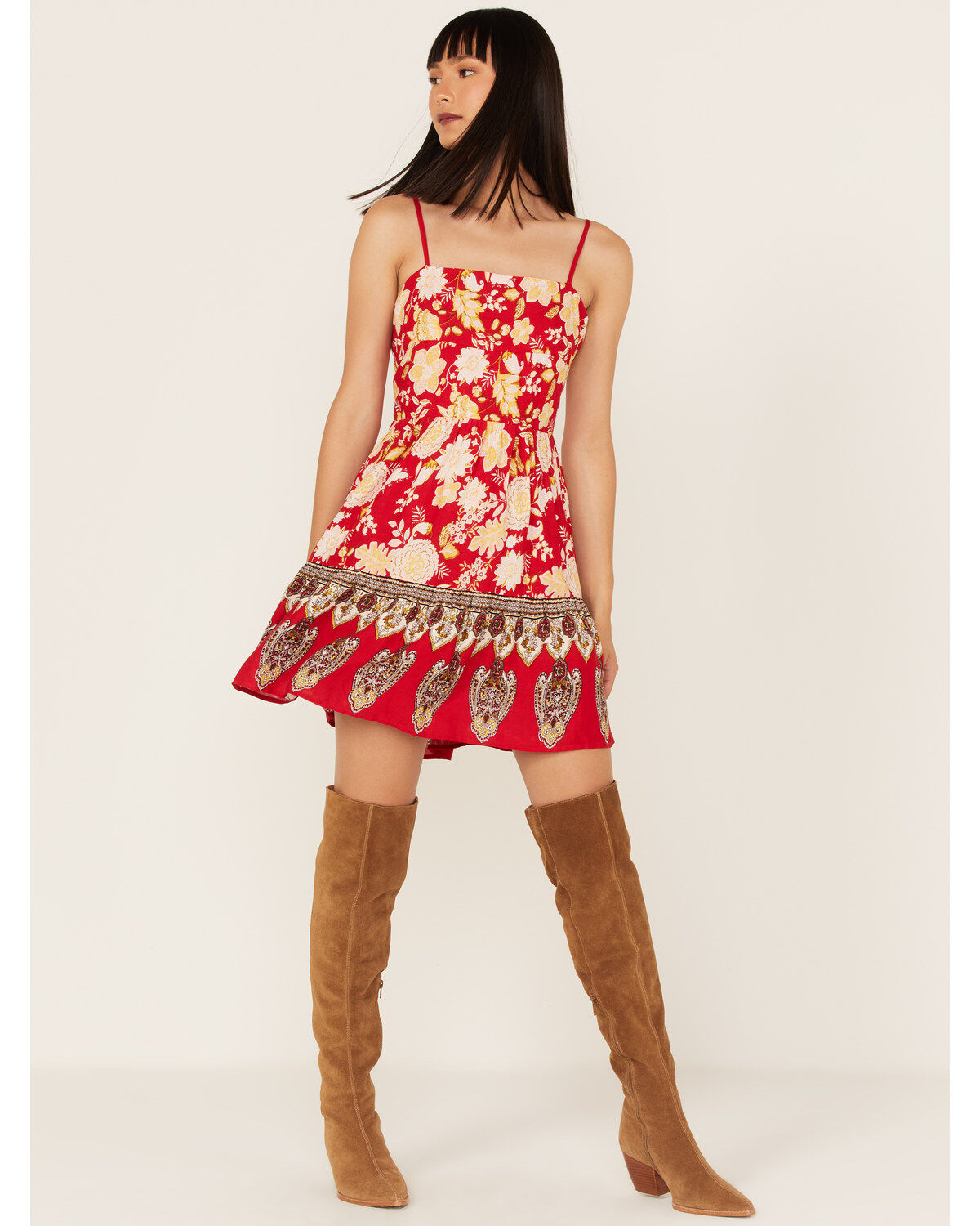 Band of the Free Women's Love Is All Around Floral Print Sleeveless Mini Dress