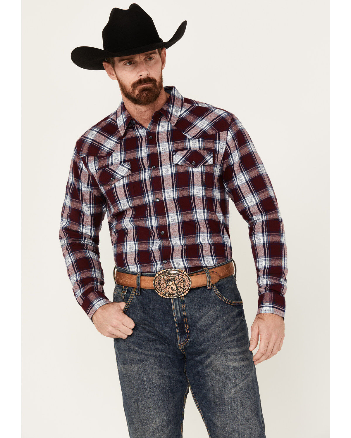 Cody James Men's Peace Treaty Plaid Print Long Sleeve Snap Flannel Shirt - Big