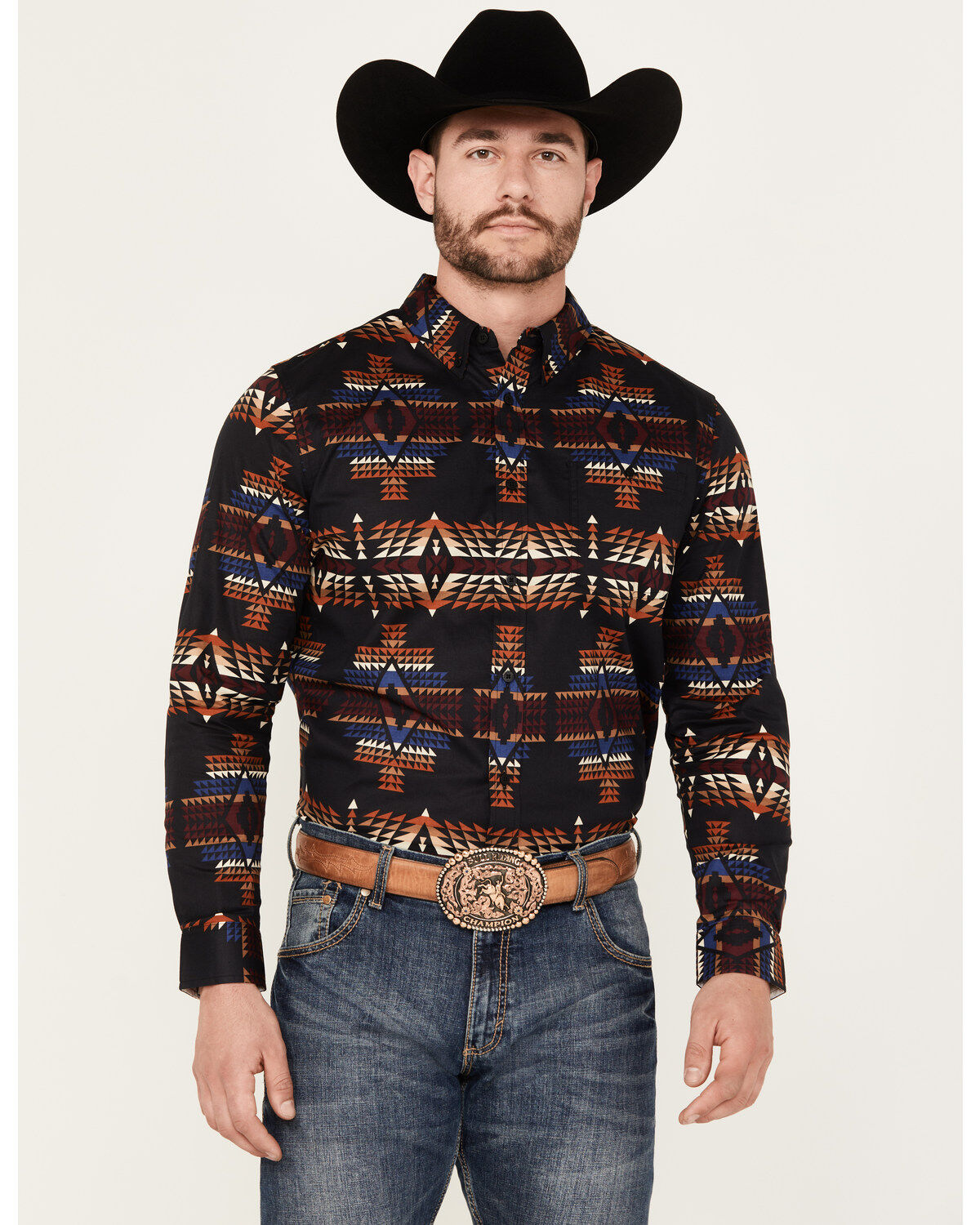 RANK 45&reg; Men's Pablo Southwestern Long Sleeve Button-Down Stretch Western Shirt
