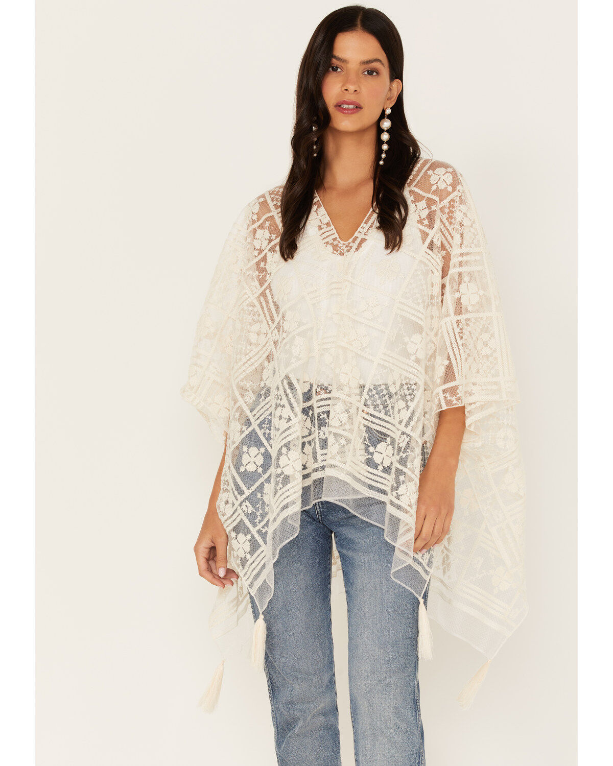 Shyanne Women's Lace Tassel Poncho