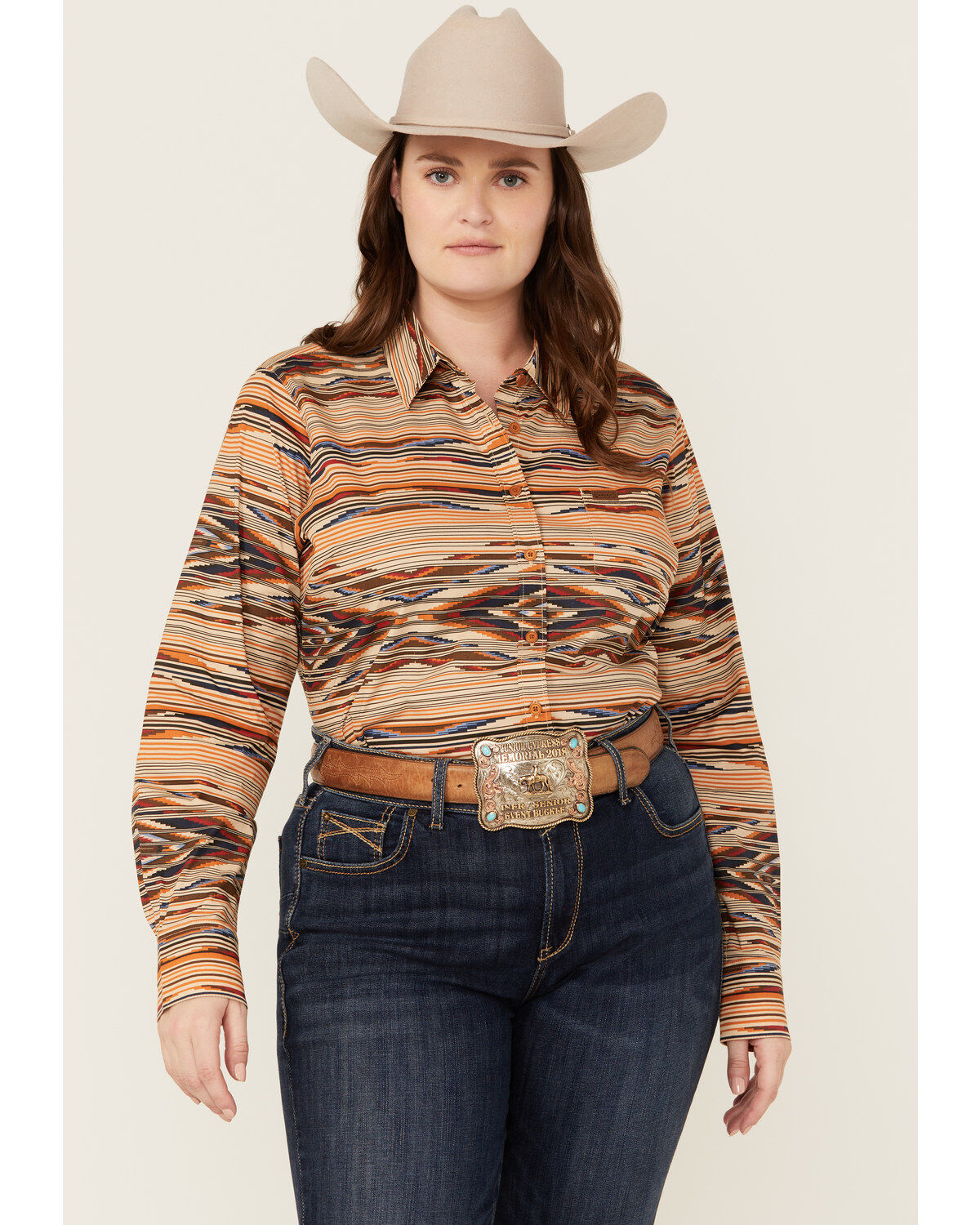 Ariat Women's Chimayo Southwestern Print Kirby Long Sleeve Stretch Button-Down Western Shirt - Plus 1 225849-ariat-women-s-chimayo-southwestern-print-kirby-long-sleeve-stretch-button-down-western-shirt-plus-1.jpg