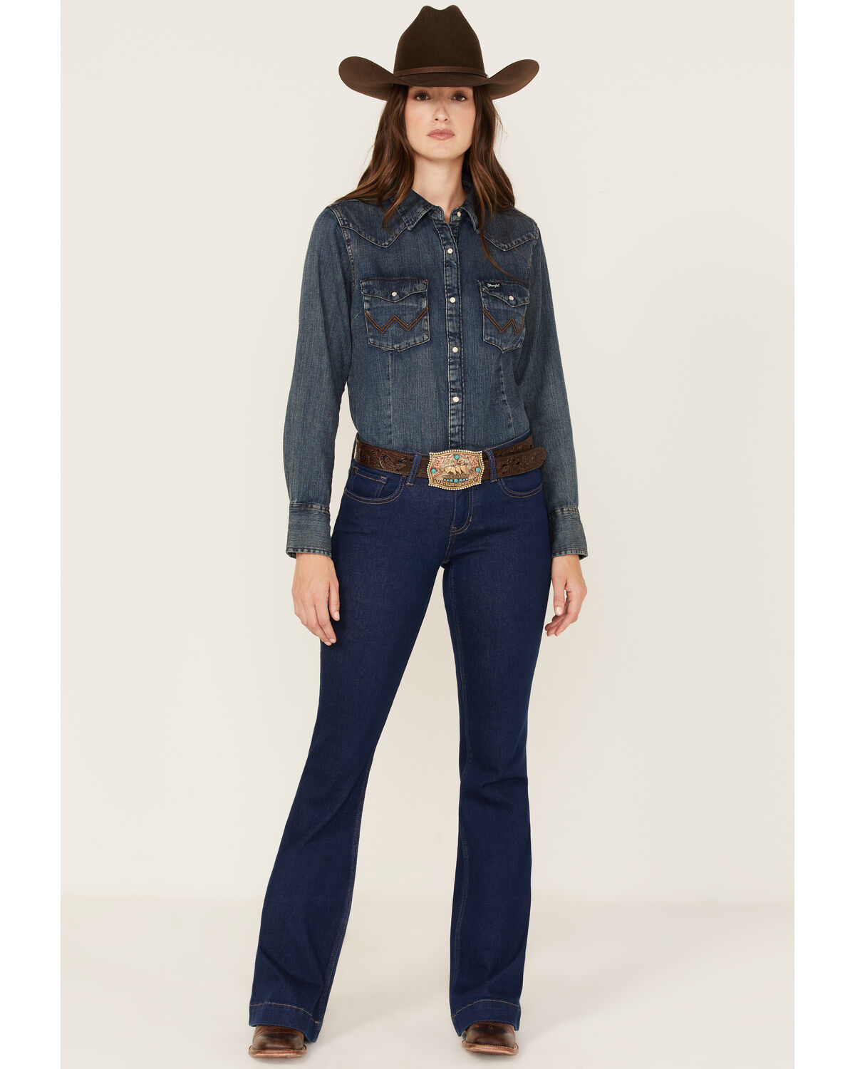 RANK 45&reg; Women's Dark Wash Mid Rise Flare Jeans