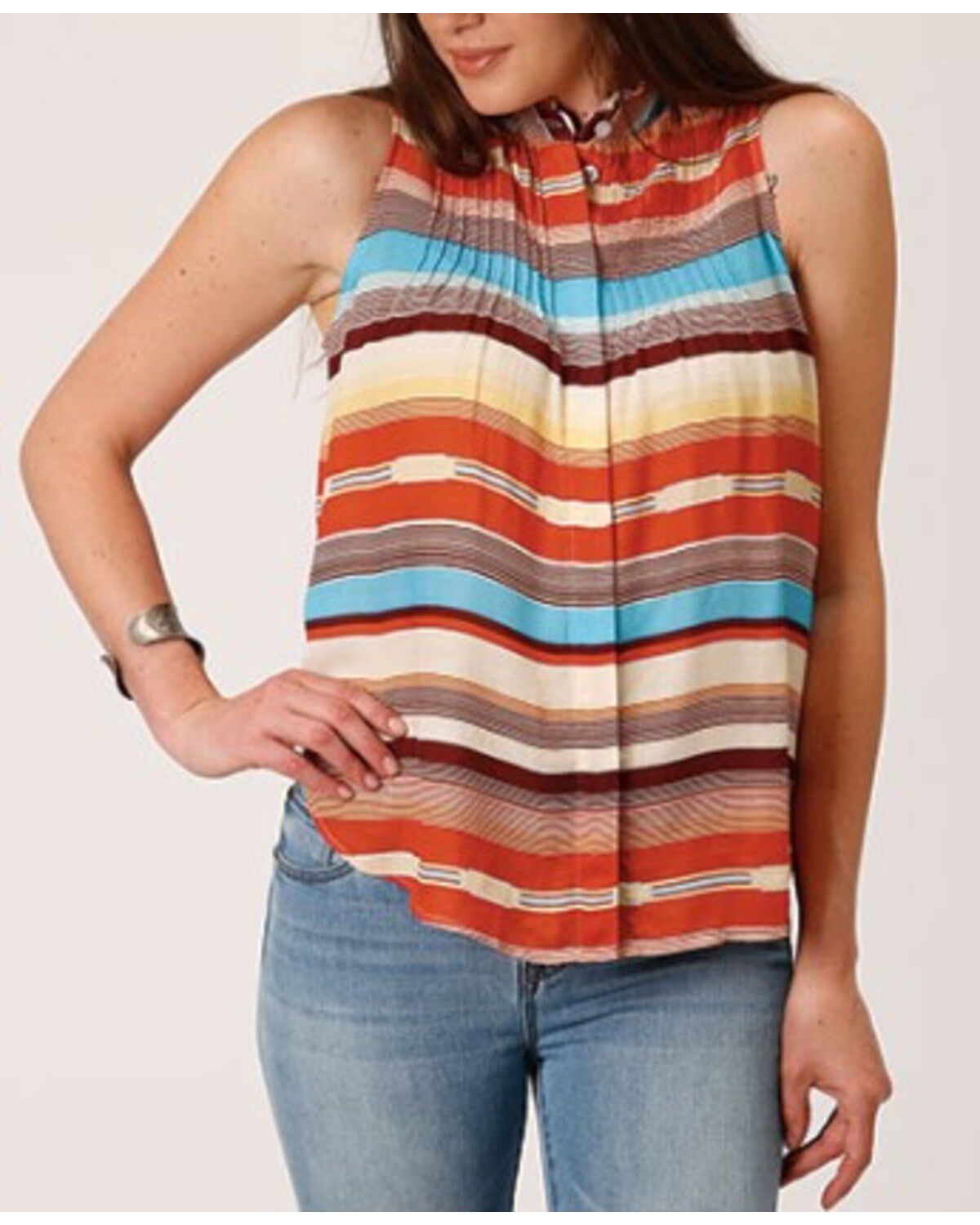 Stetson Women's Sunset Serape Striped Sleeveless Blouse
