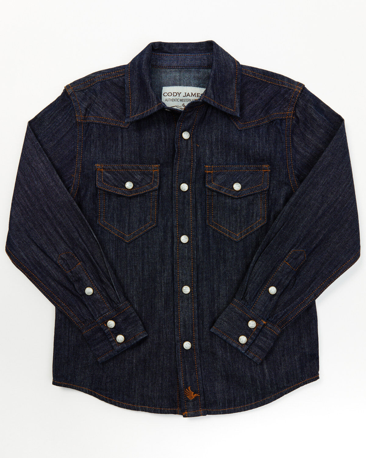 Cody James Toddler Boys' Foothill Denim Long Sleeve Pearl Snap Western Shirt
