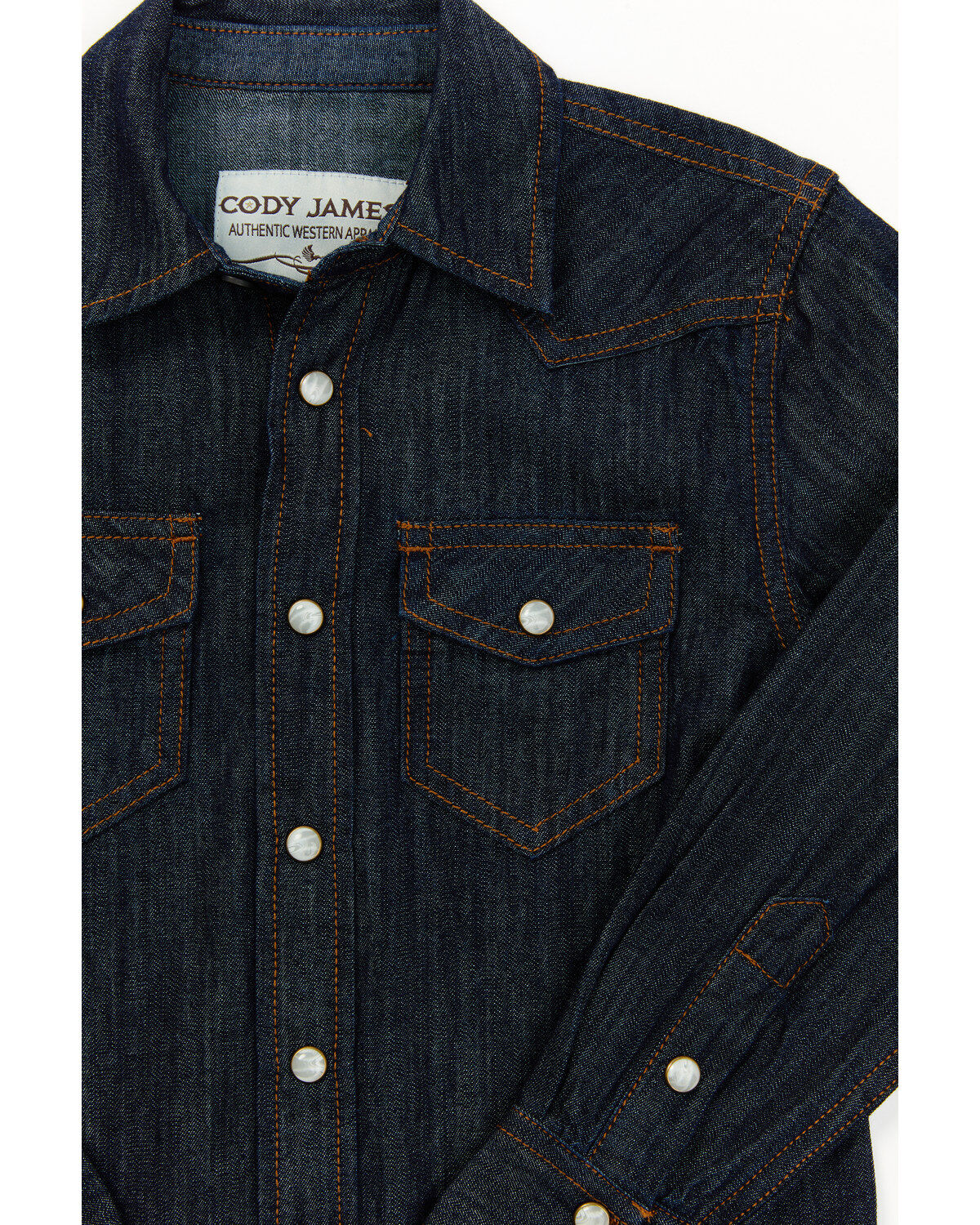 Cody James Toddler Boys' Foothill Denim Long Sleeve Pearl Snap Western Shirt