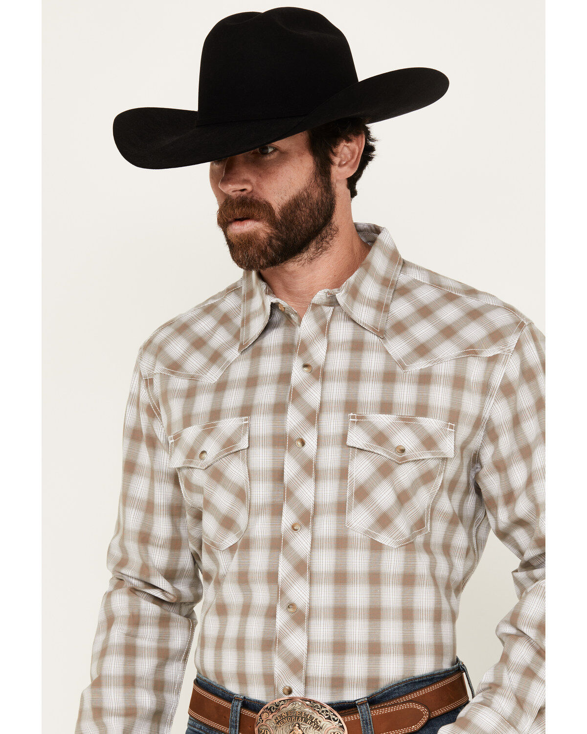 Wrangler 20X Men's Plaid Print Long Sleeve Snap Western Shirt