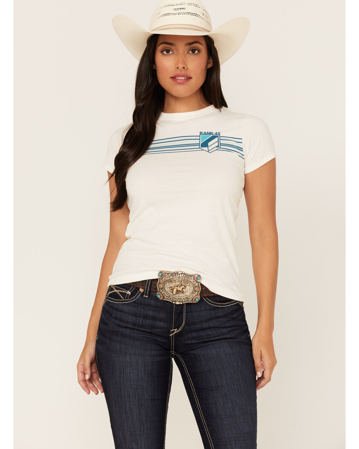 RANK 45&reg; Women's Stripe Logo Graphic Tee