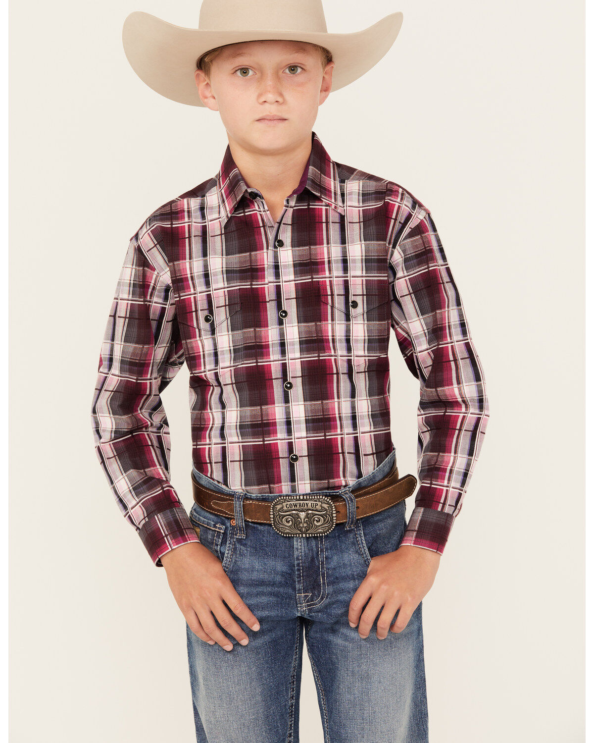 Panhandle Boys' Plaid Print Long Sleeve Snap Western Shirt 1 235192-panhandle-boys-plaid-print-long-sleeve-snap-western-shirt-1.jpg