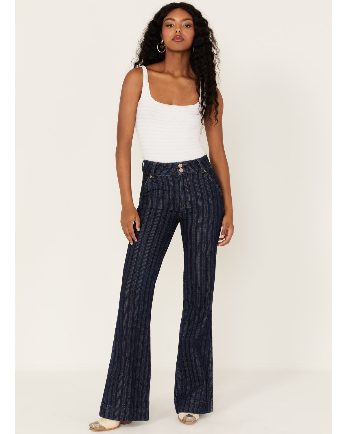 Rock & Roll Denim Women's Stripe Jacquard Dark Wash High Rise Flare Trouser Jeans 1 236235-rock-amp-roll-denim-women-s-stripe-jacquard-dark-wash-high-rise-flare-trouser-jeans-1.jpg