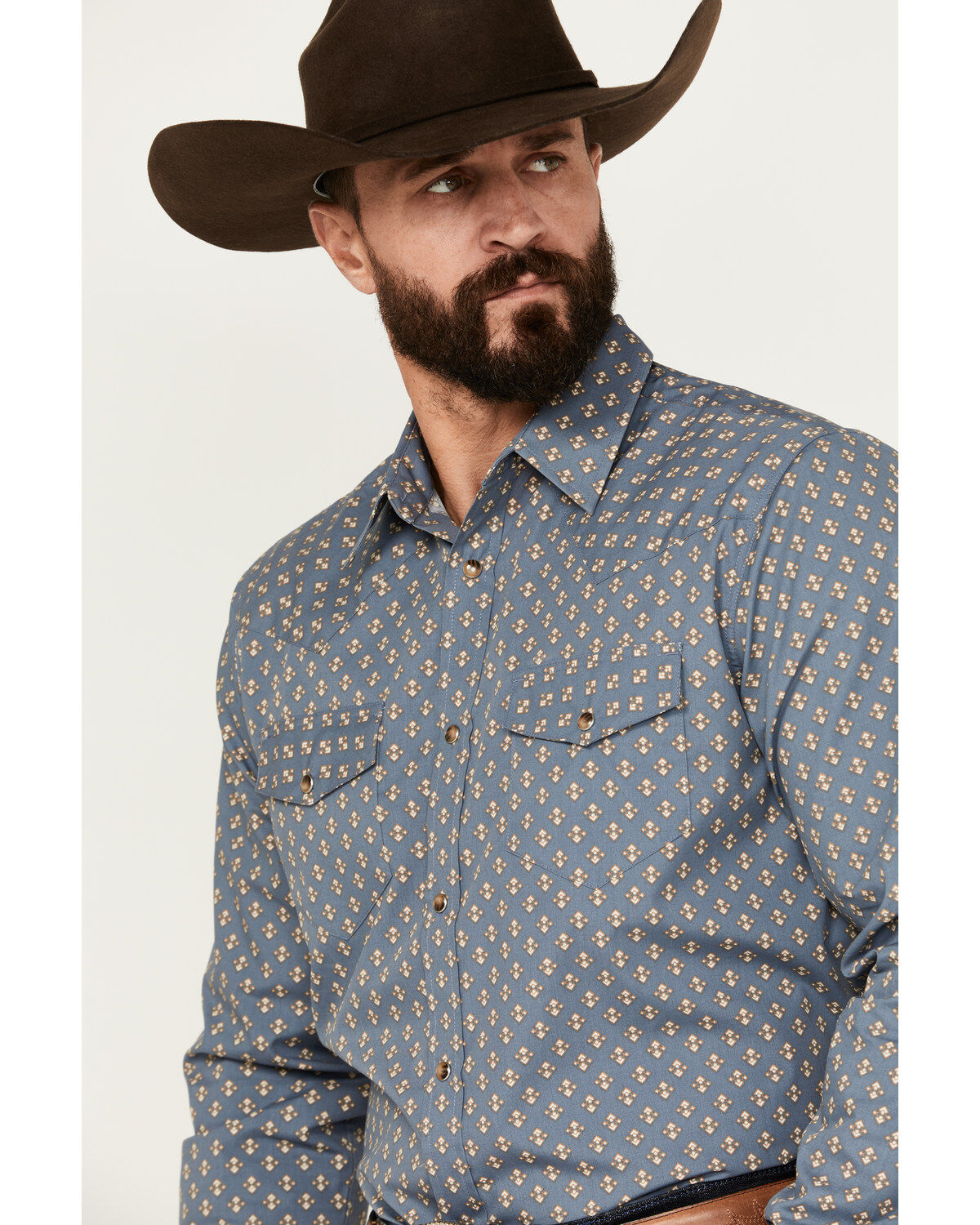 Gibson Trading Co Men's Lounge Geo Print Long Sleeve Snap Western Shirt