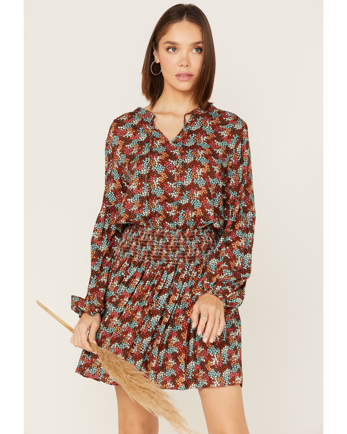 Rock & Roll Denim Women's Ditsy Floral Print Long Sleeve Mini Dress 1 236959-rock-amp-roll-denim-women-s-ditsy-floral-print-long-sleeve-mini-dress-1.jpg