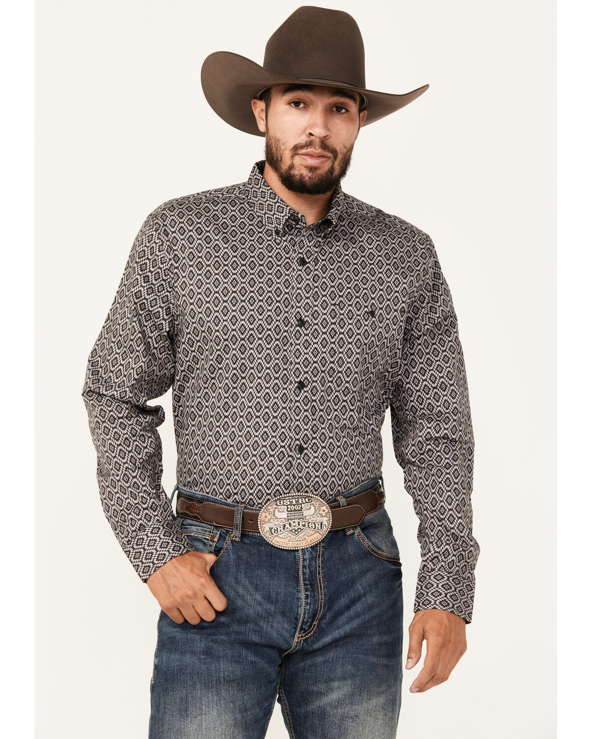 RANK 45&reg; Men's Alton Southwestern Print Long Sleeve Button-Down Shirt
