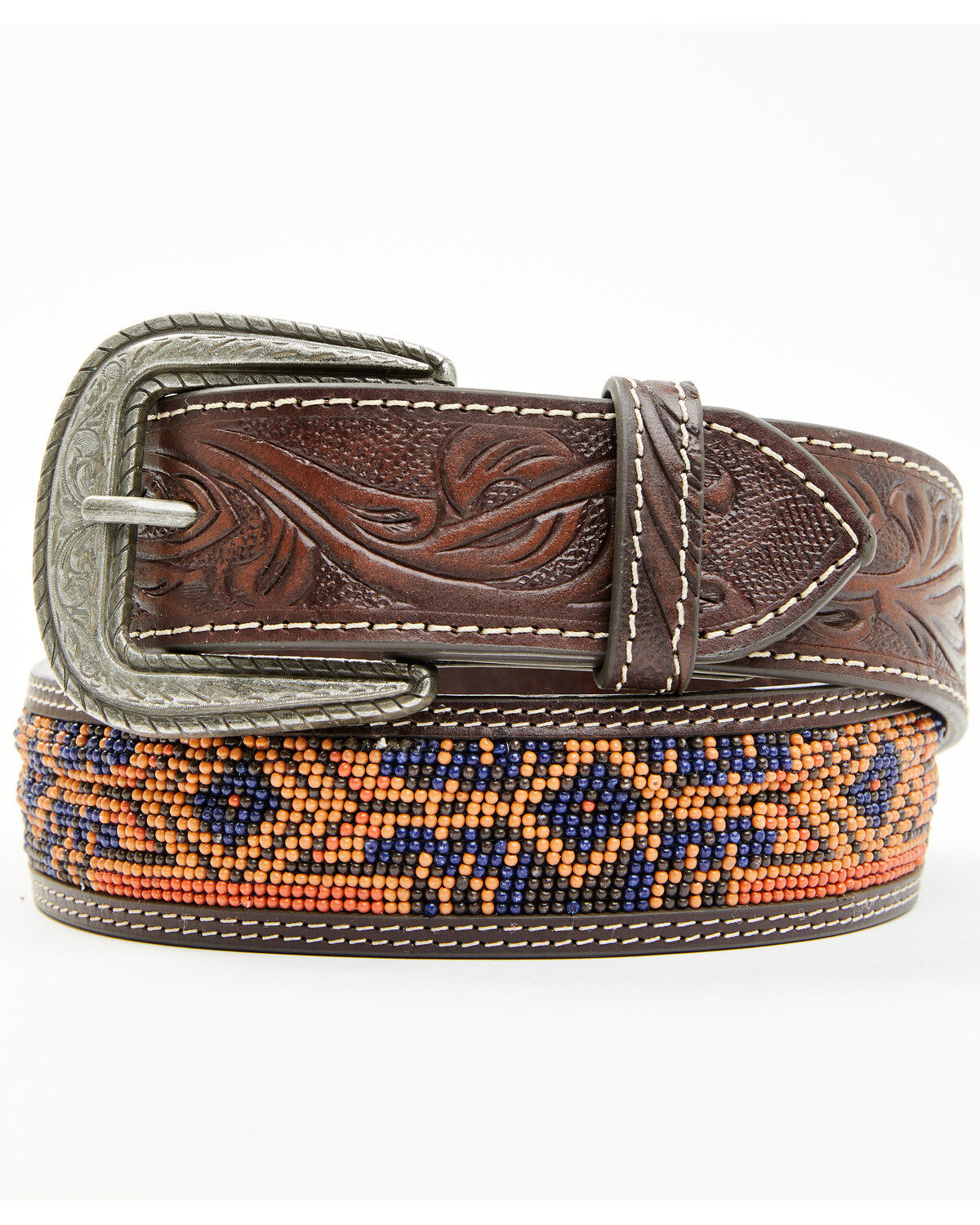 RANK 45&reg; Men's Seed Bead Leather Belt
